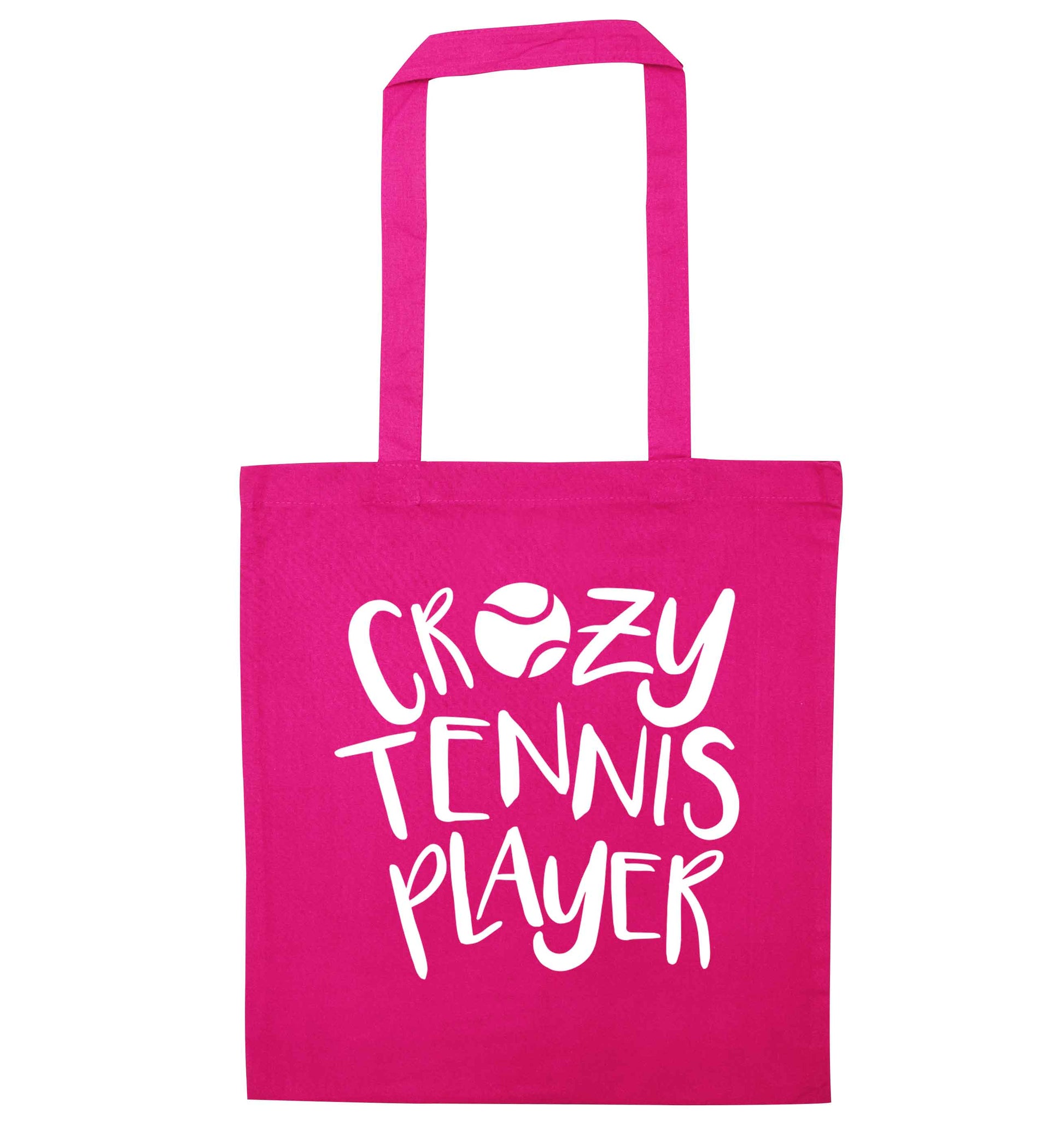 Crazy tennis player pink tote bag