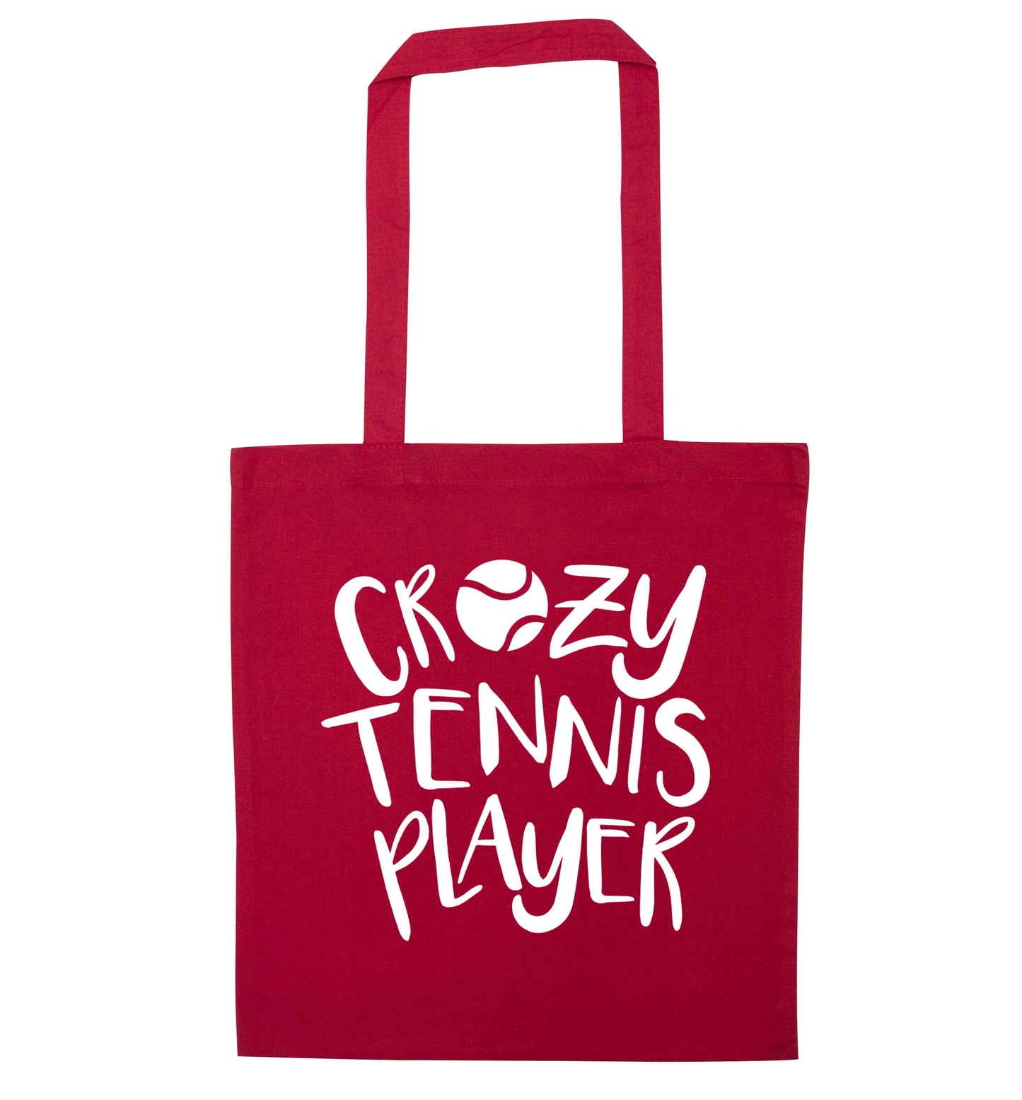 Crazy tennis player red tote bag