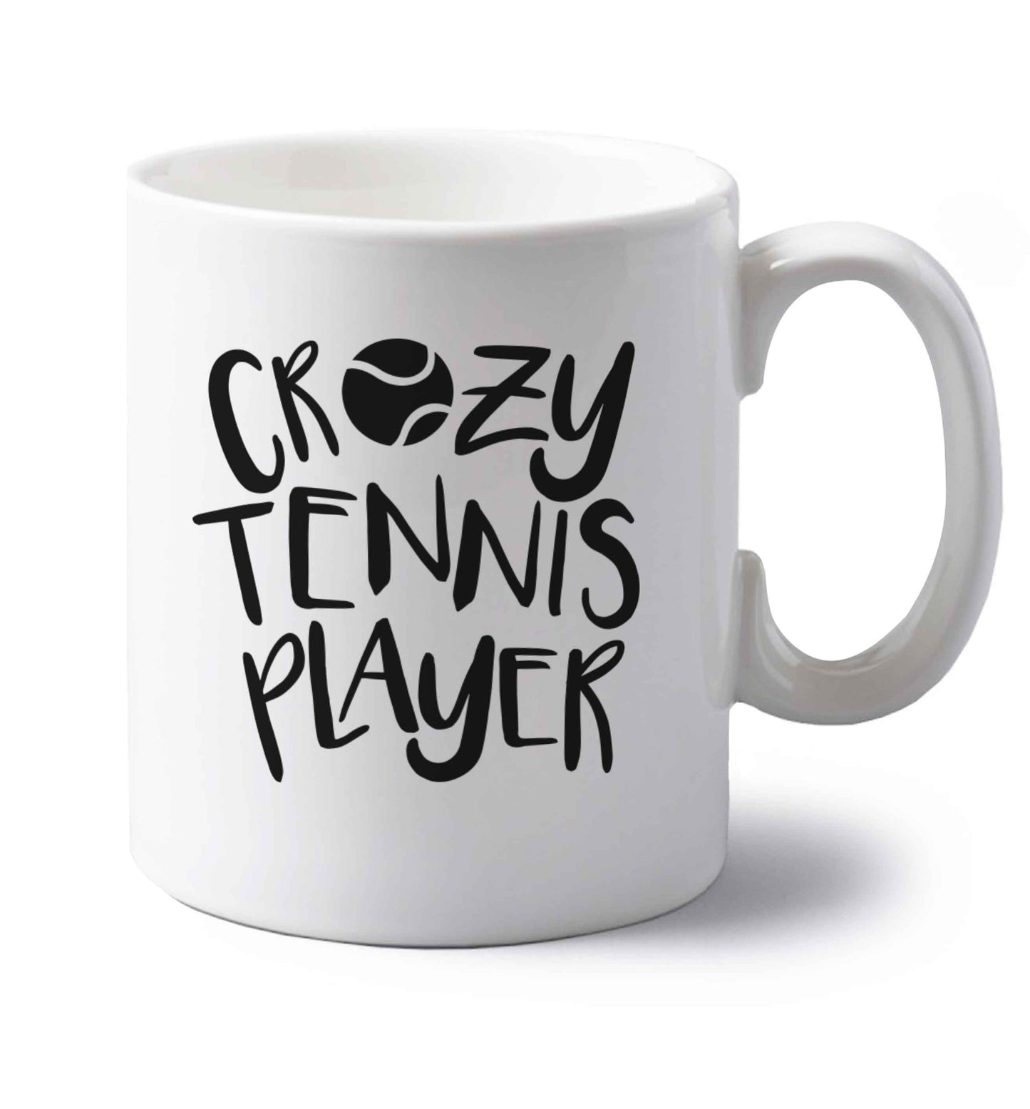 Crazy tennis player left handed white ceramic mug 