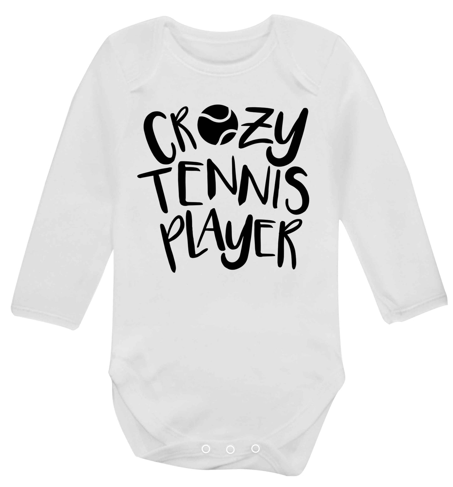 Crazy tennis player Baby Vest long sleeved white 6-12 months