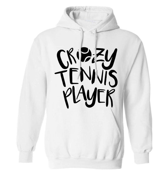 Crazy tennis player adults unisex white hoodie 2XL