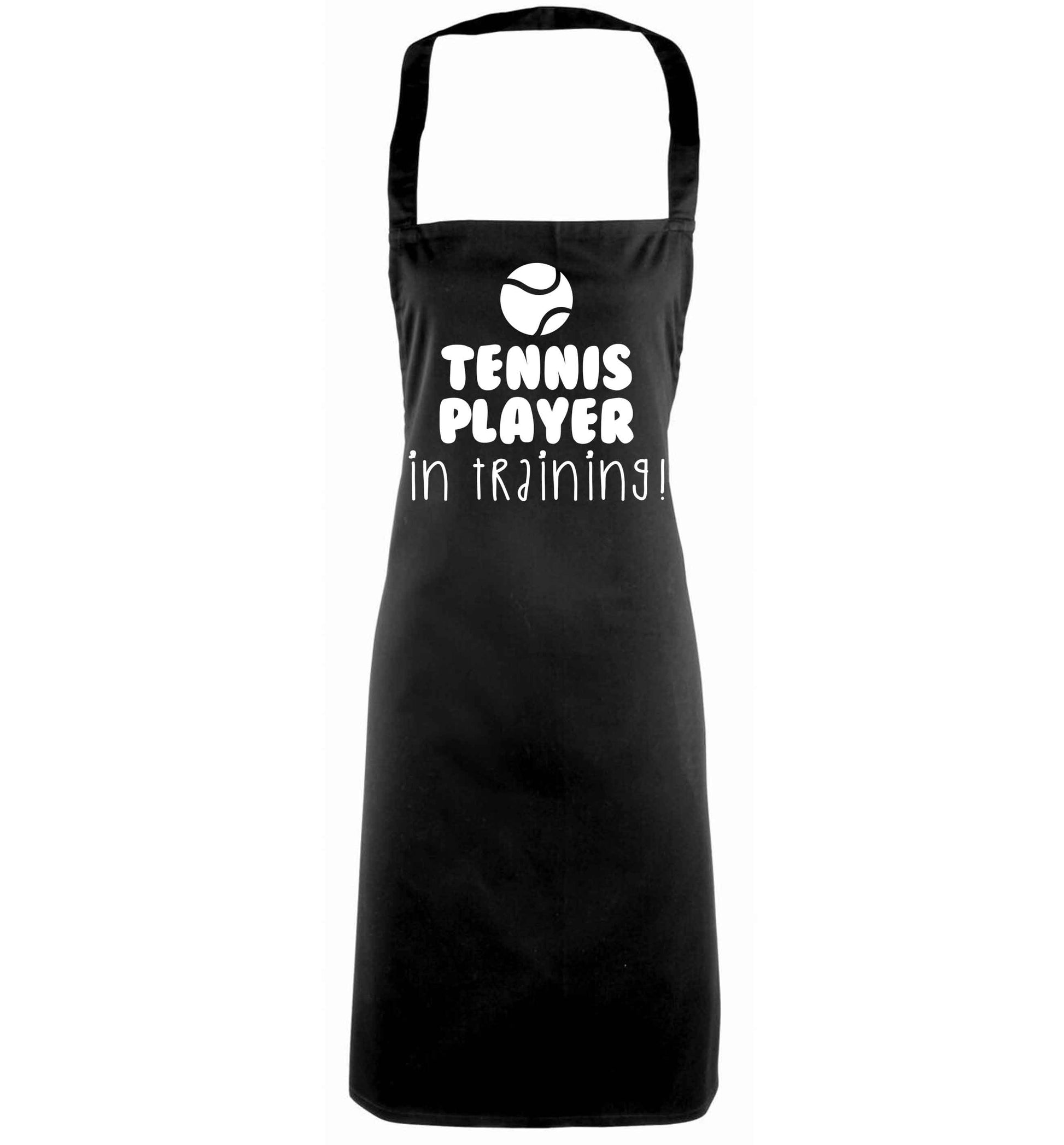 Tennis player in training black apron