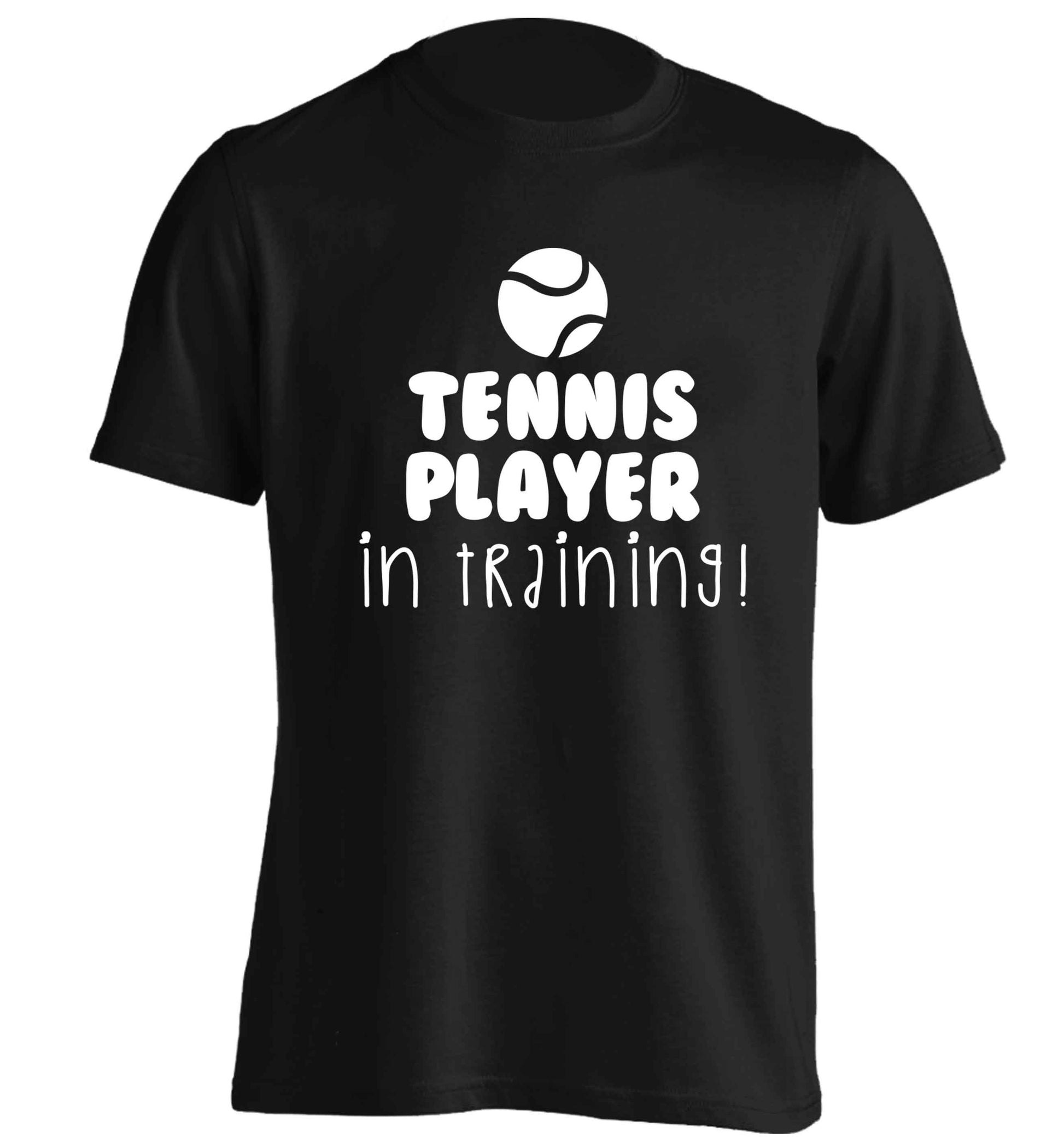 Tennis player in training adults unisex black Tshirt 2XL