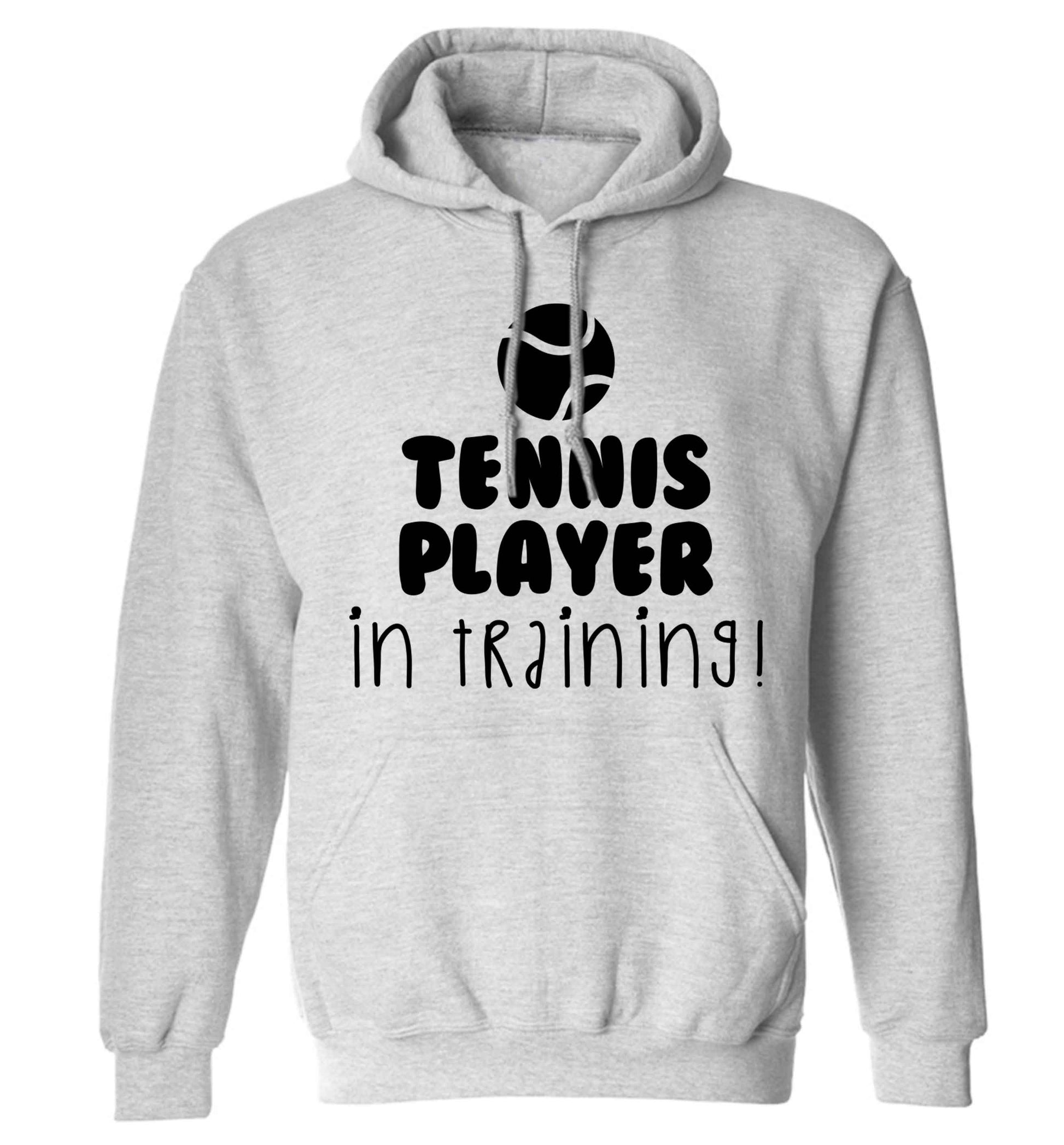 Tennis player in training adults unisex grey hoodie 2XL