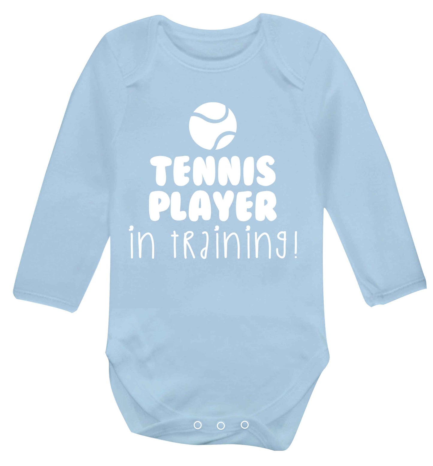Tennis player in training Baby Vest long sleeved pale blue 6-12 months