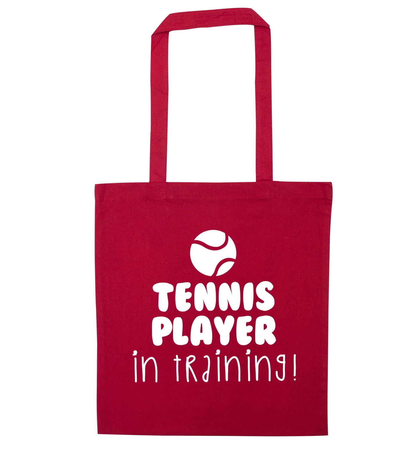 Tennis player in training red tote bag