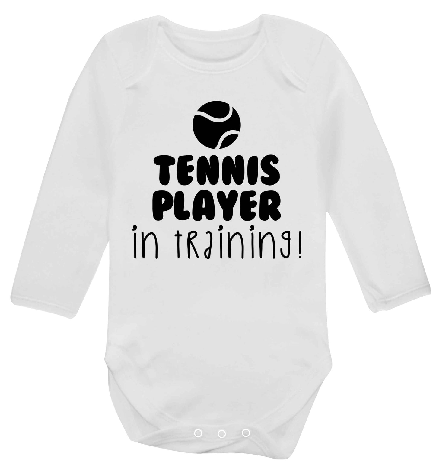 Tennis player in training Baby Vest long sleeved white 6-12 months