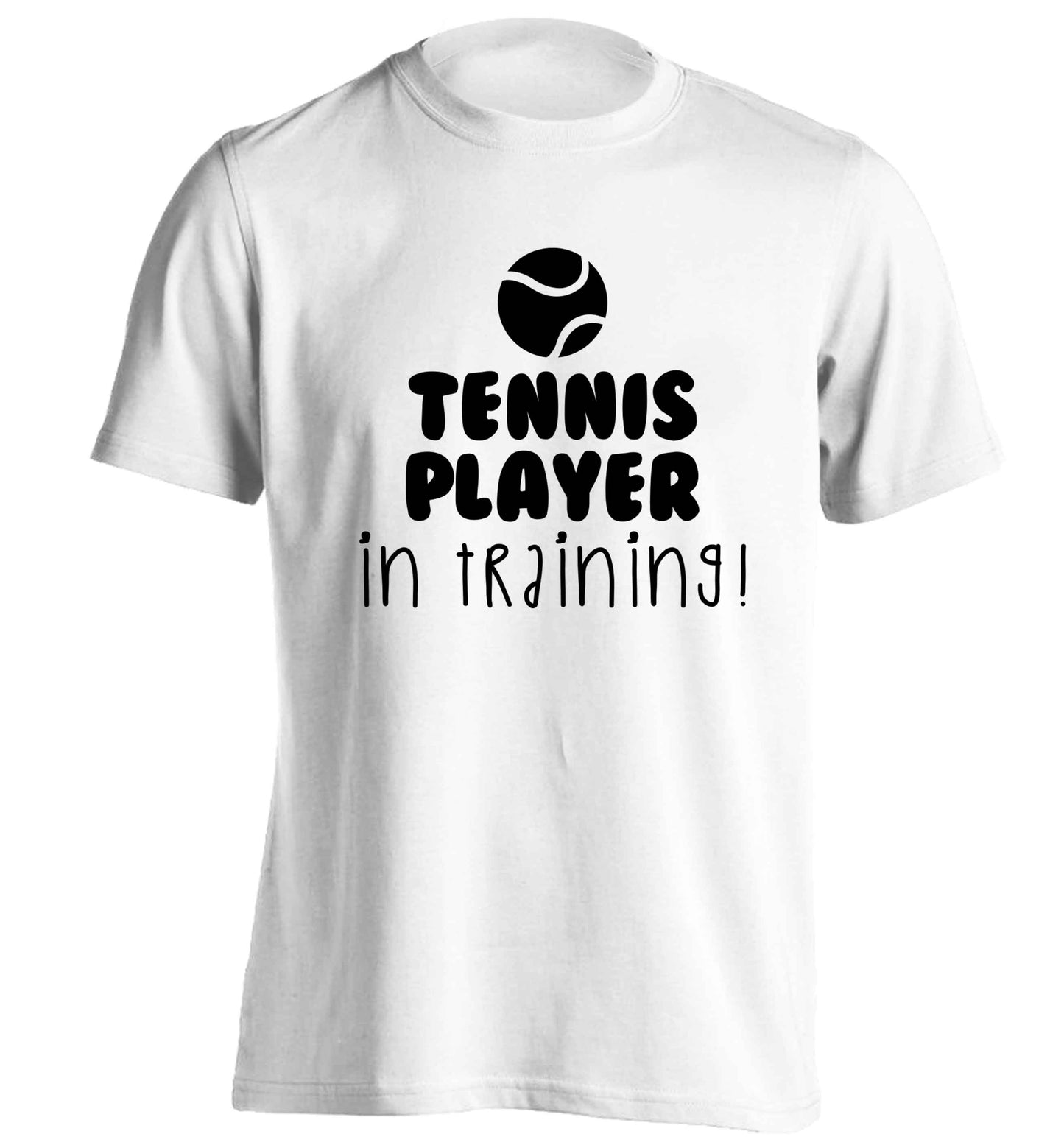 Tennis player in training adults unisex white Tshirt 2XL