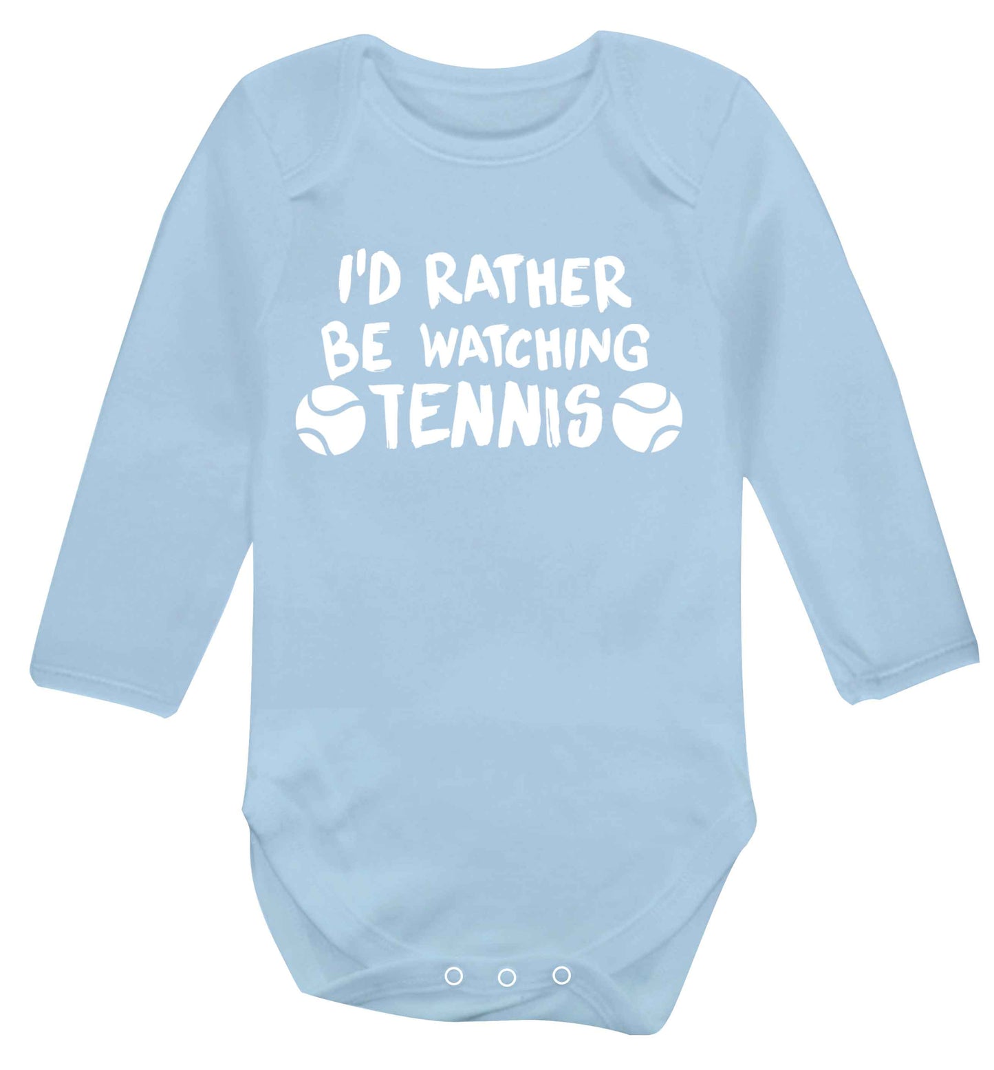 I'd rather be watching the tennis Baby Vest long sleeved pale blue 6-12 months