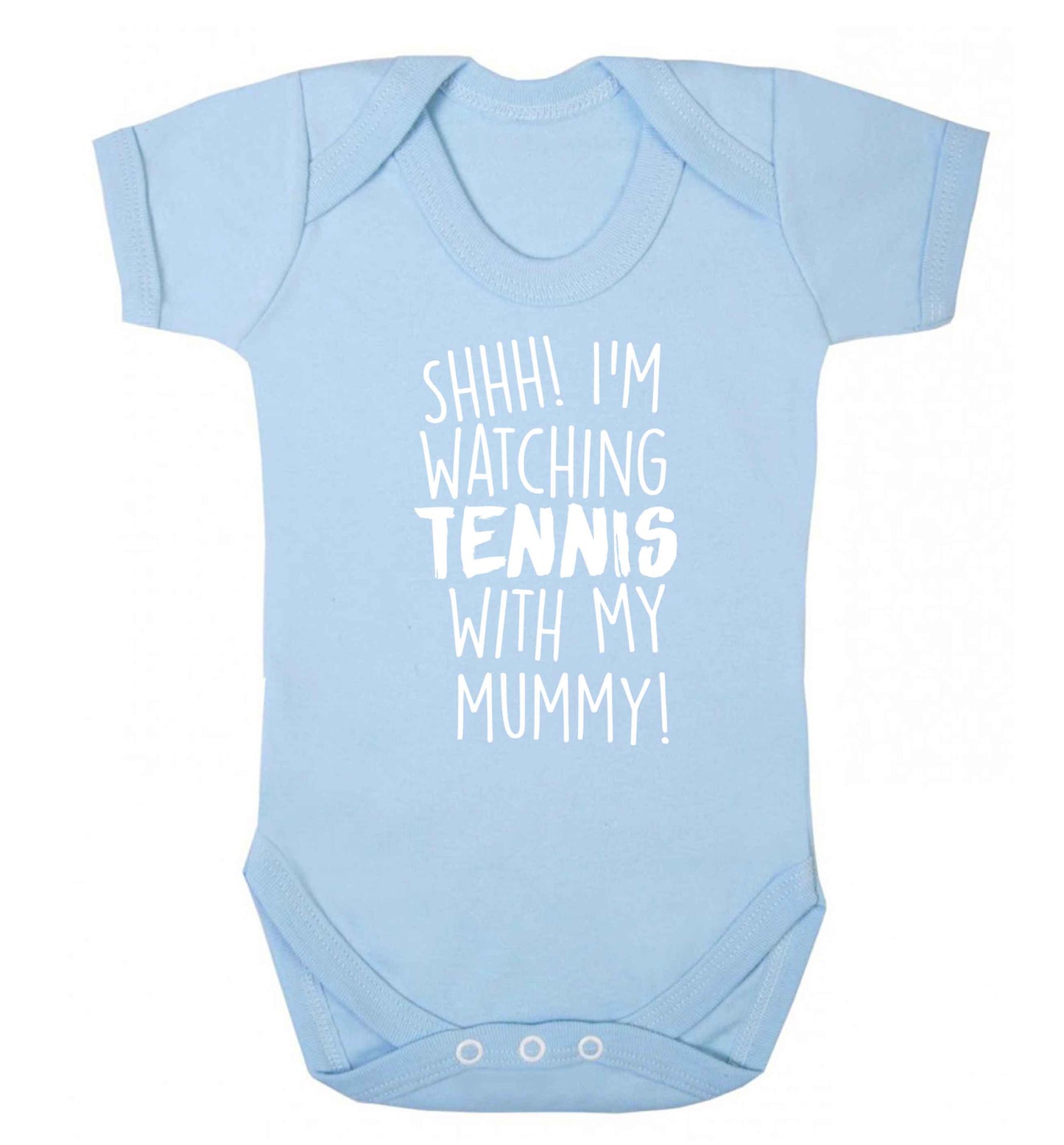Shh! I'm watching tennis with my mummy! Baby Vest pale blue 18-24 months