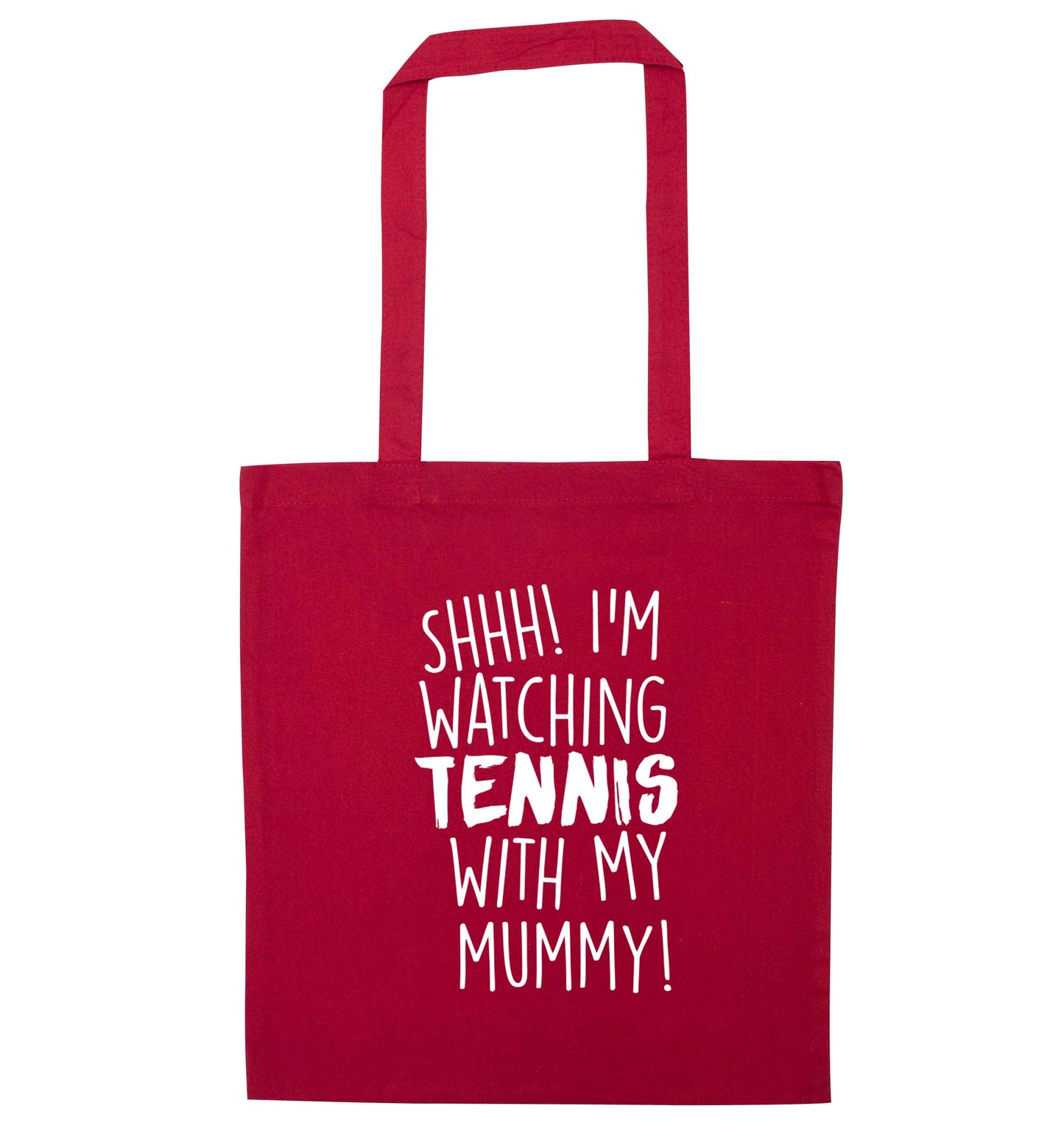 Shh! I'm watching tennis with my mummy! red tote bag