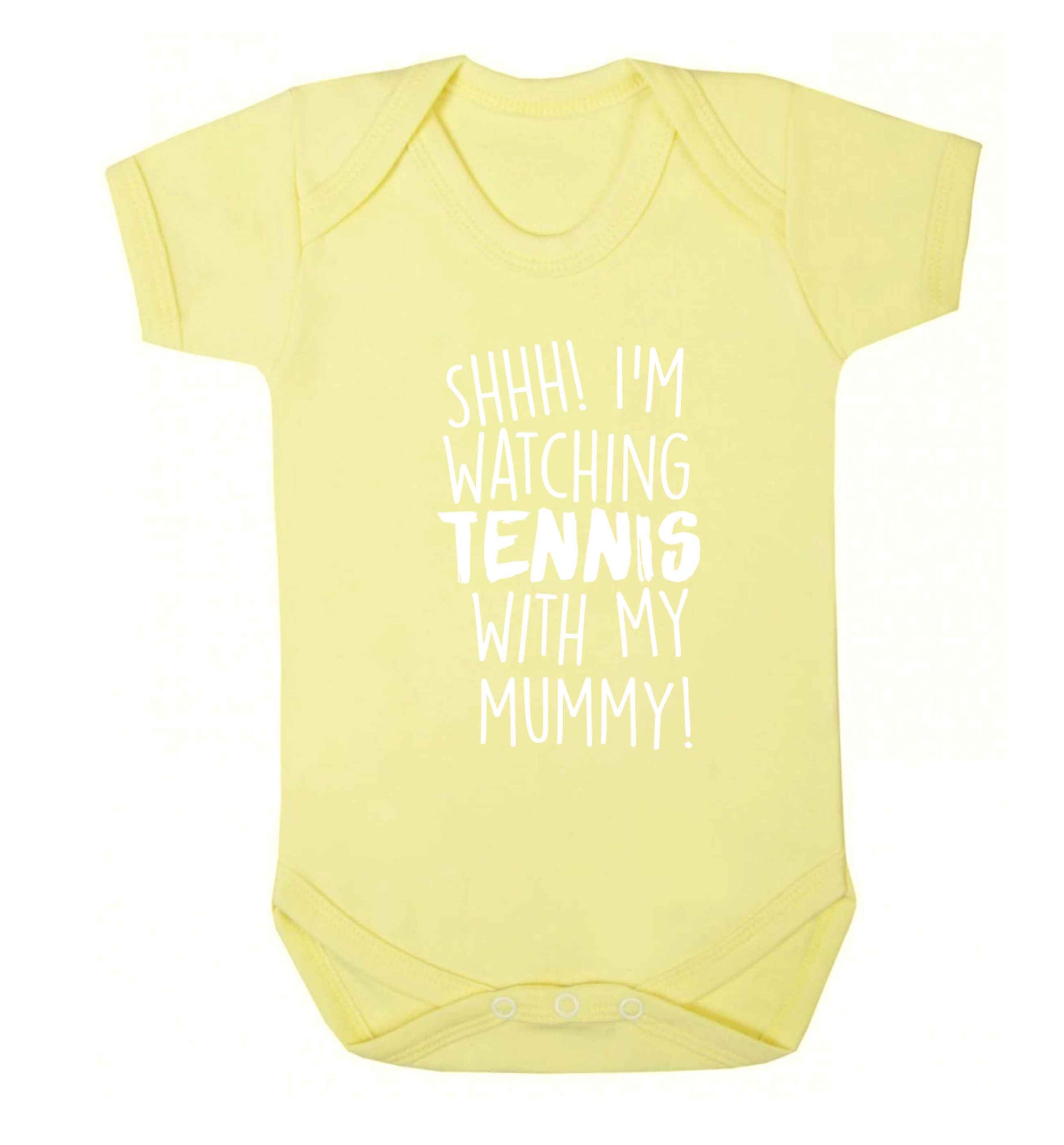 Shh! I'm watching tennis with my mummy! Baby Vest pale yellow 18-24 months