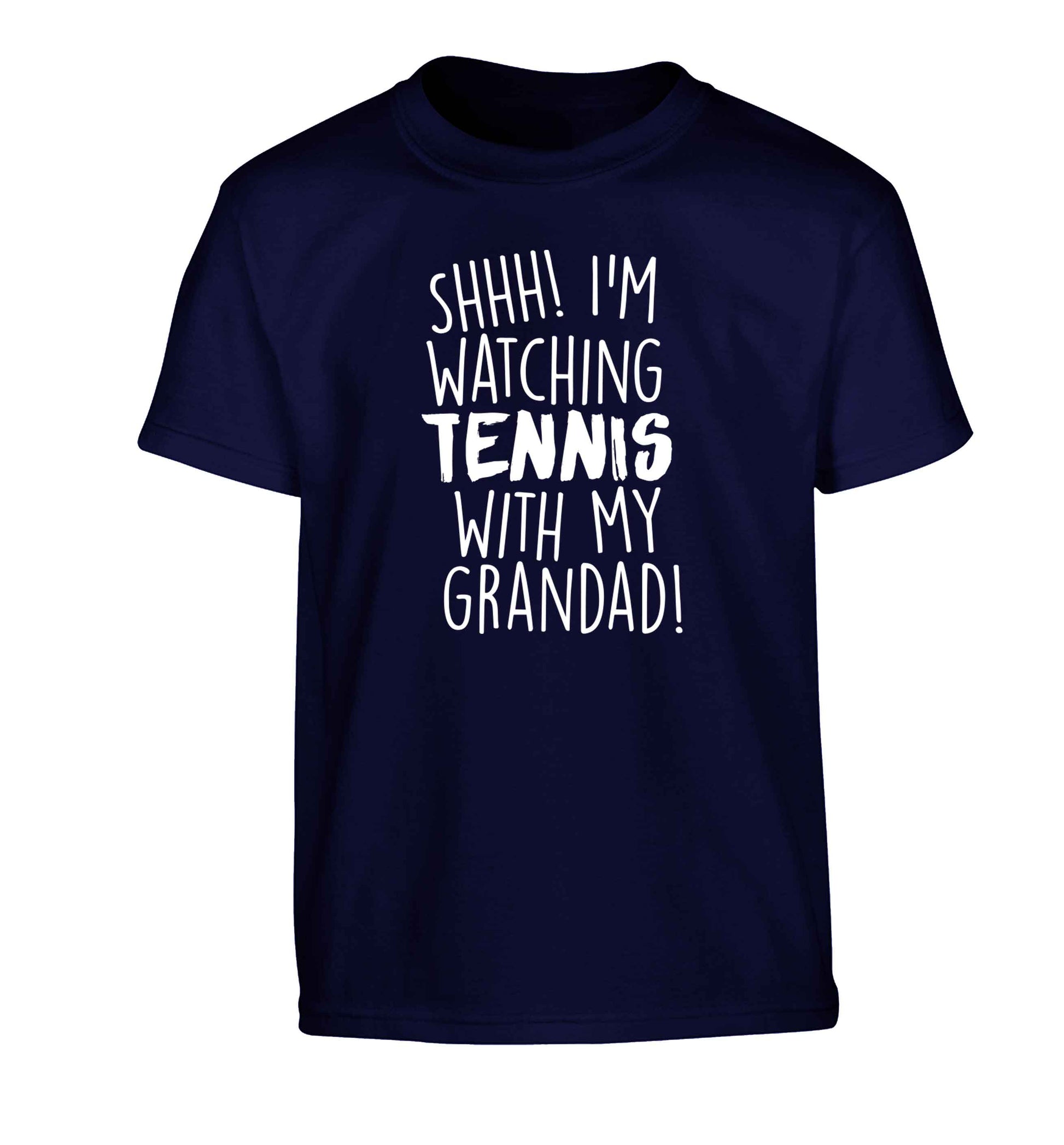 Shh! I'm watching tennis with my grandad! Children's navy Tshirt 12-13 Years