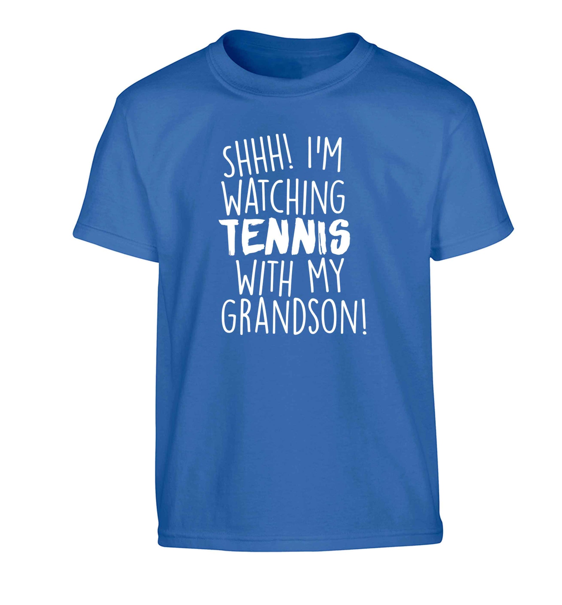 Shh! I'm watching tennis with my grandson! Children's blue Tshirt 12-13 Years