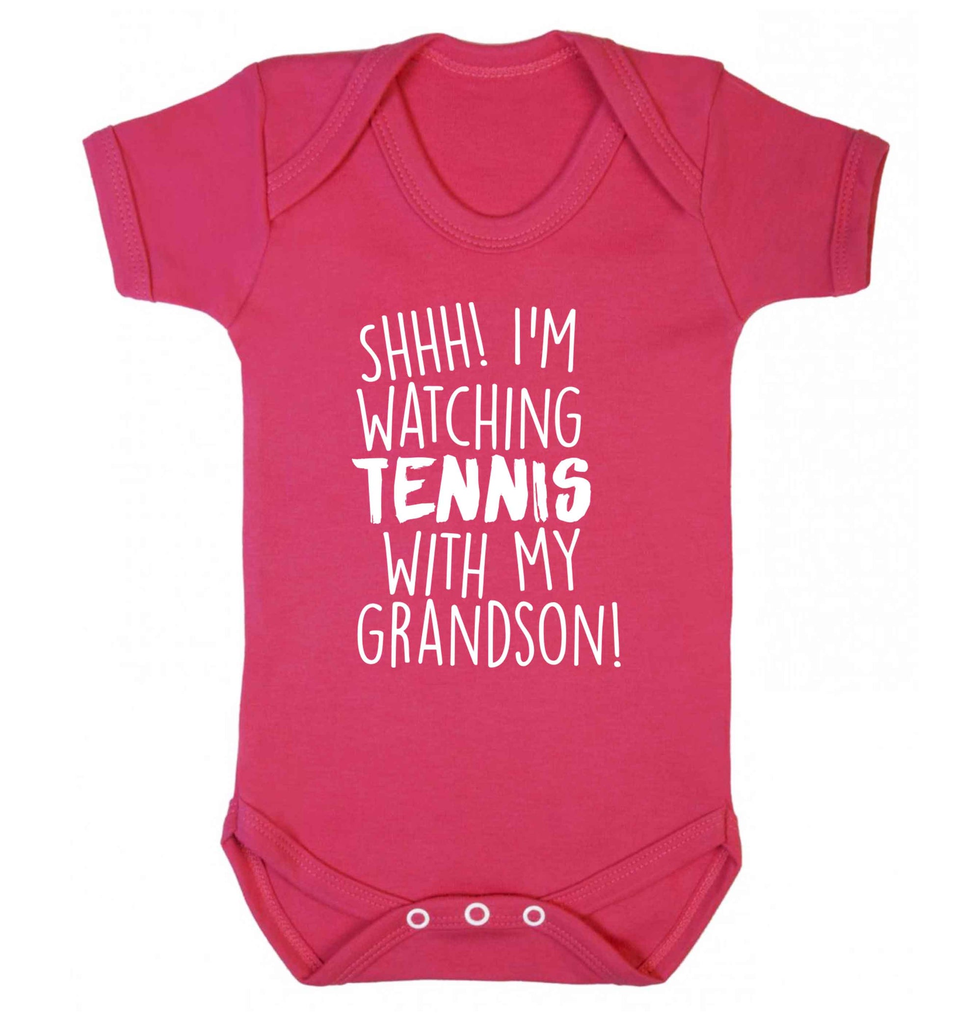 Shh! I'm watching tennis with my grandson! Baby Vest dark pink 18-24 months