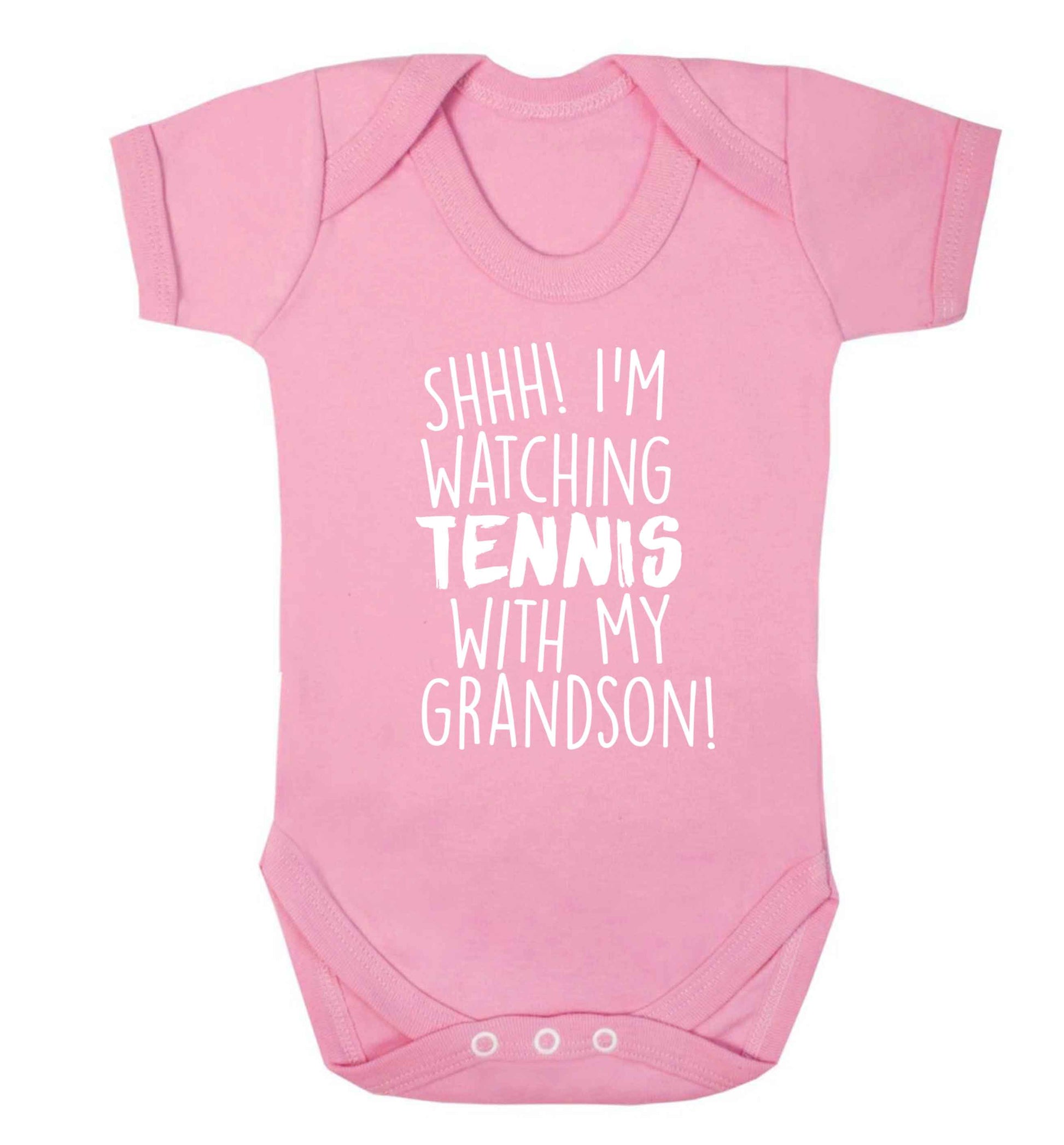 Shh! I'm watching tennis with my grandson! Baby Vest pale pink 18-24 months
