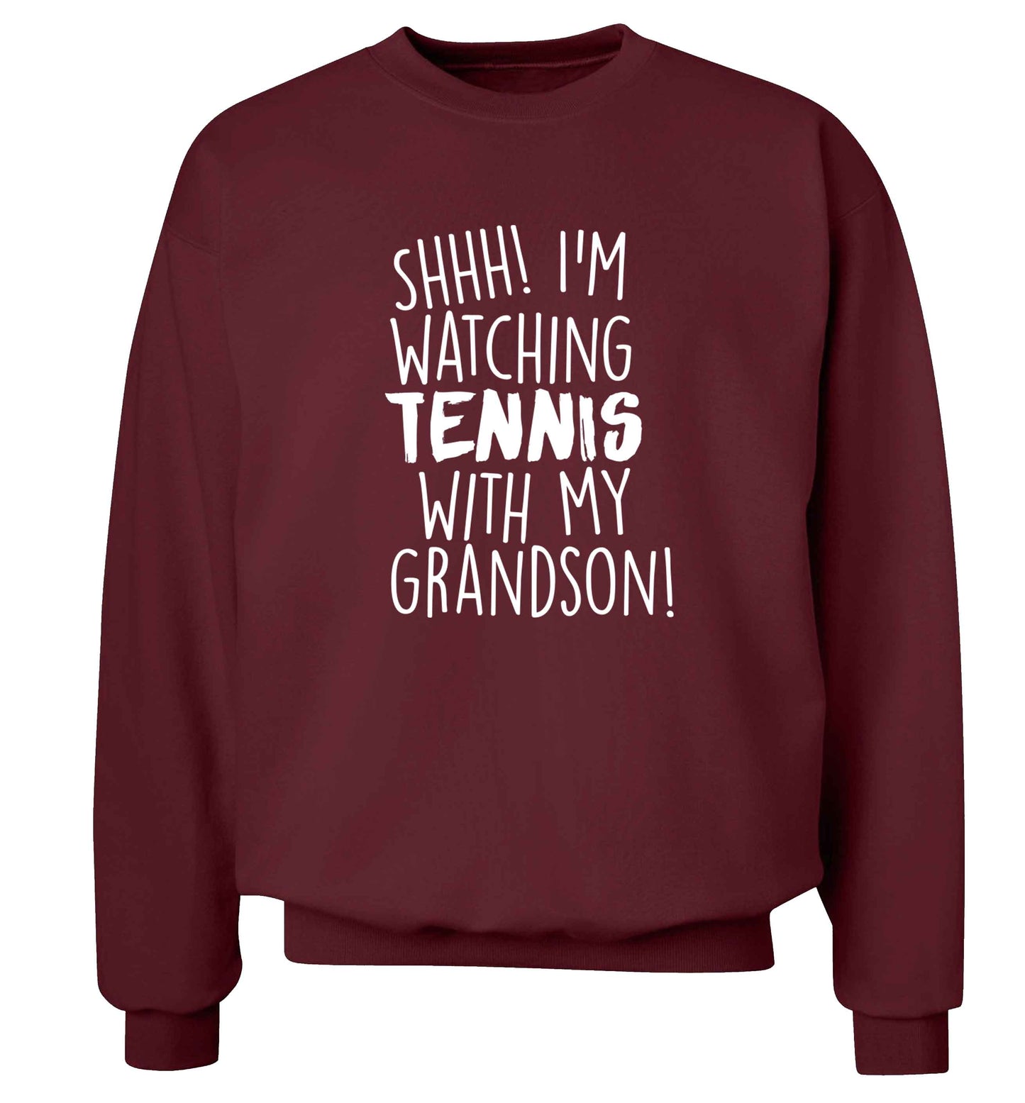 Shh! I'm watching tennis with my grandson! Adult's unisex maroon Sweater 2XL