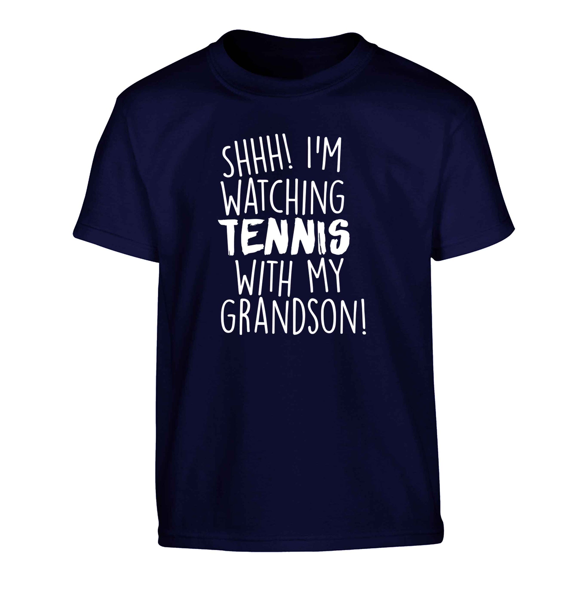 Shh! I'm watching tennis with my grandson! Children's navy Tshirt 12-13 Years