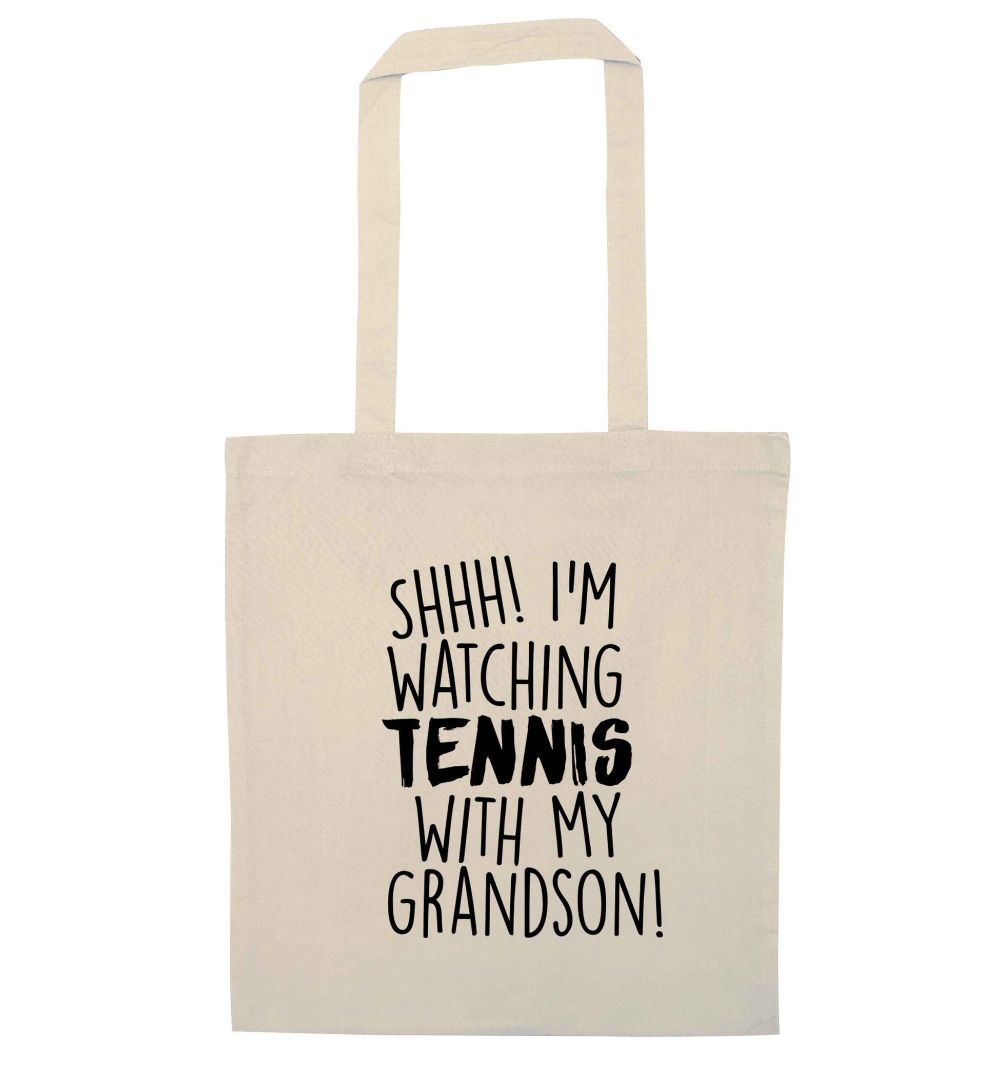 Shh! I'm watching tennis with my grandson! natural tote bag