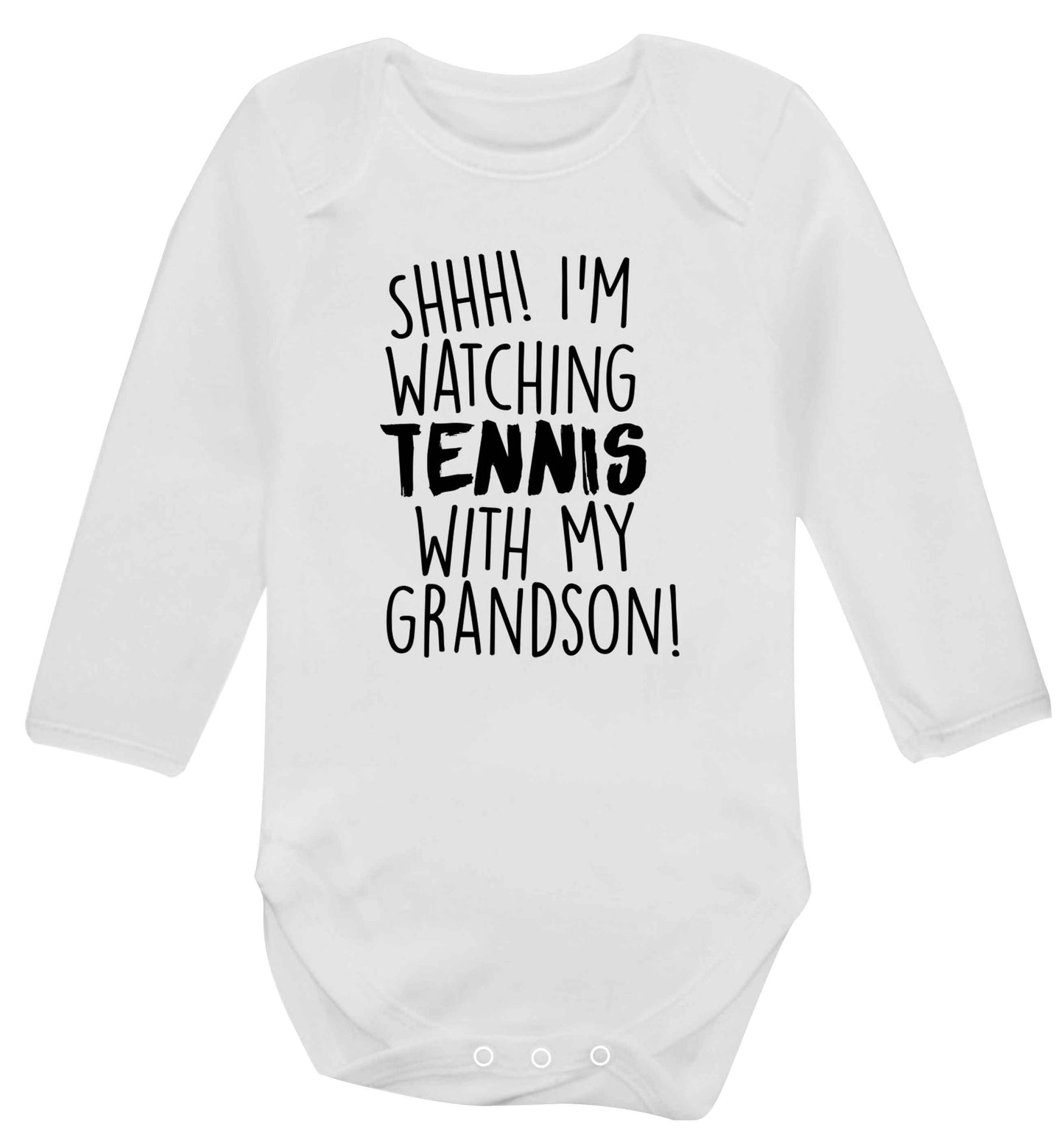 Shh! I'm watching tennis with my grandson! Baby Vest long sleeved white 6-12 months
