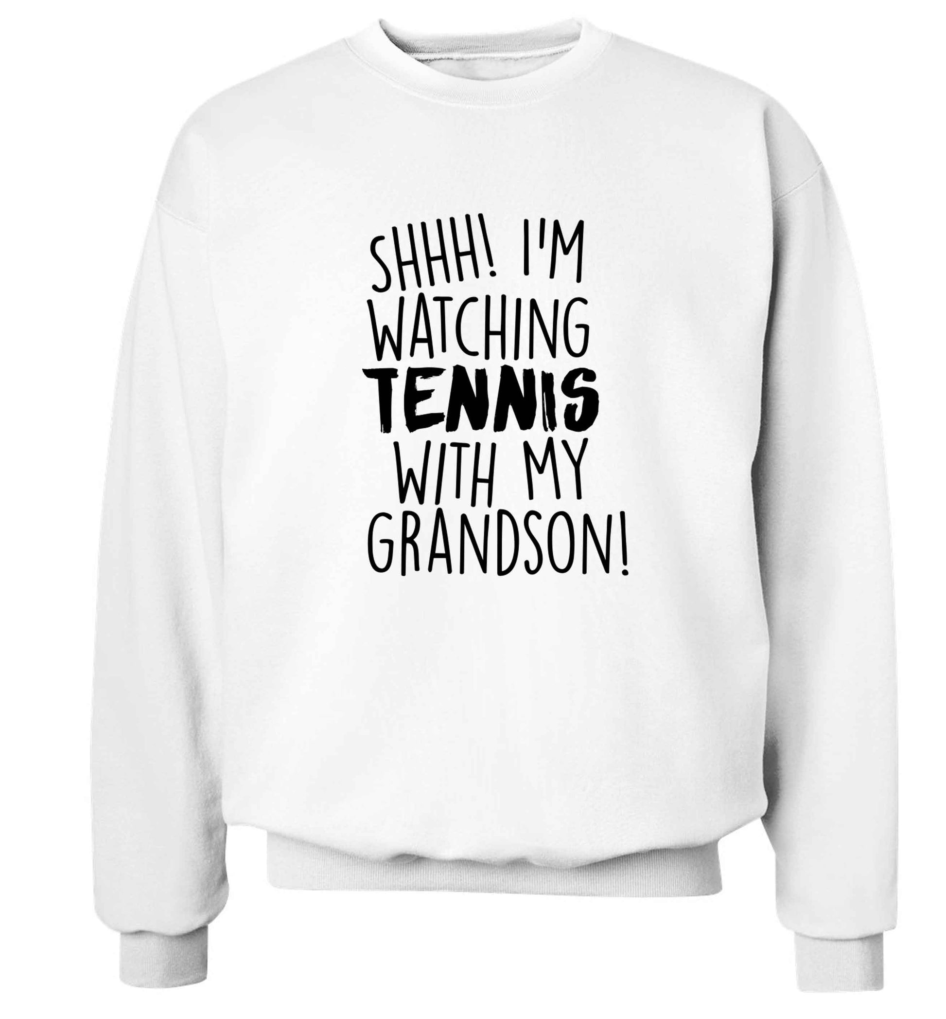 Shh! I'm watching tennis with my grandson! Adult's unisex white Sweater 2XL