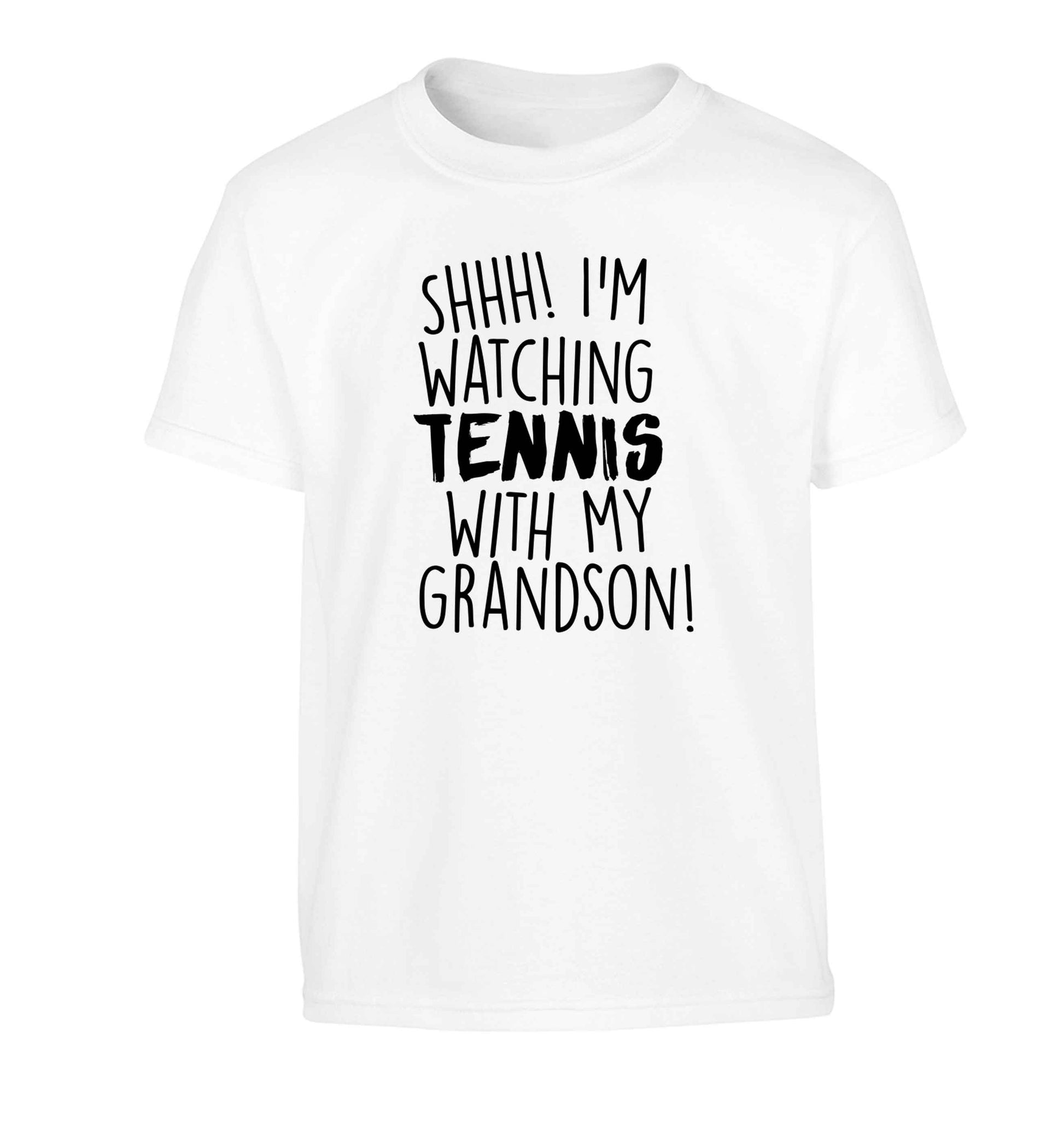 Shh! I'm watching tennis with my grandson! Children's white Tshirt 12-13 Years