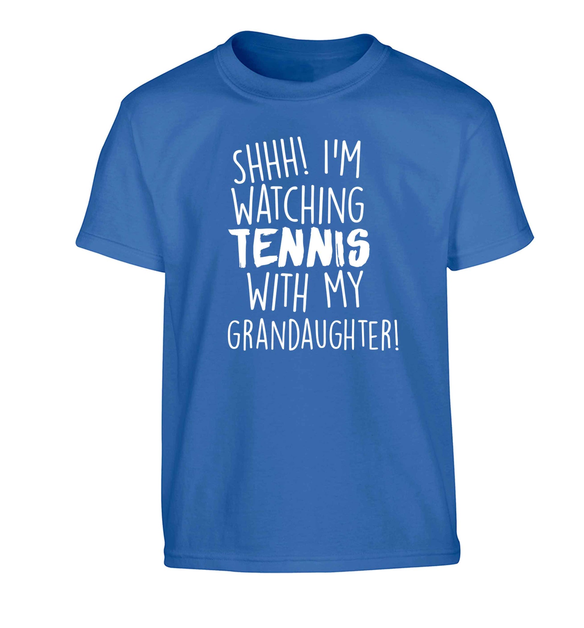 Shh! I'm watching tennis with my granddaughter! Children's blue Tshirt 12-13 Years
