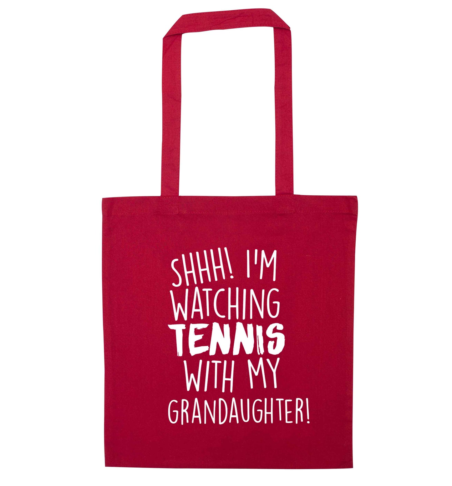 Shh! I'm watching tennis with my granddaughter! red tote bag