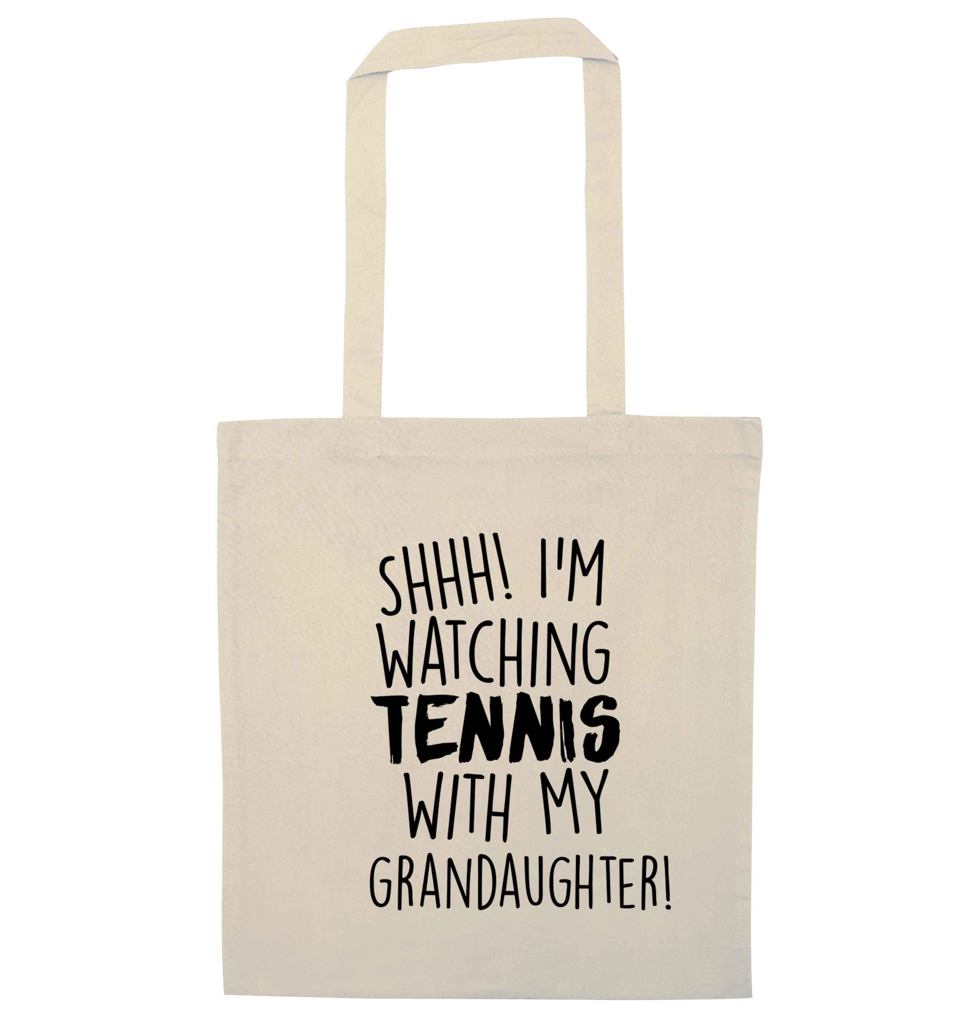 Shh! I'm watching tennis with my granddaughter! natural tote bag