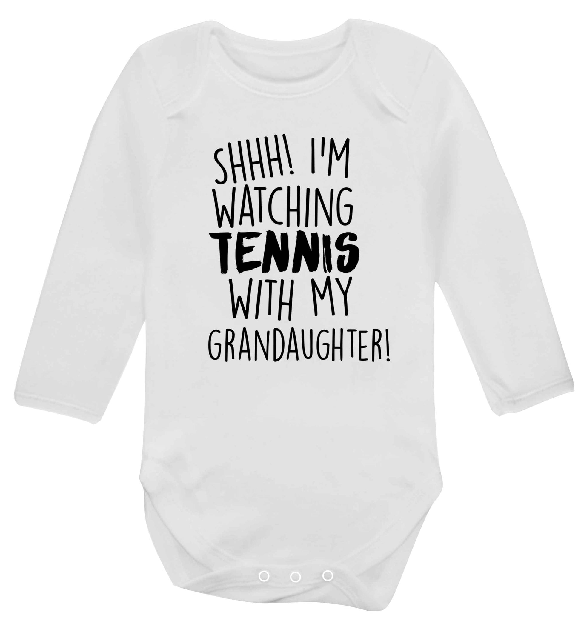 Shh! I'm watching tennis with my granddaughter! Baby Vest long sleeved white 6-12 months