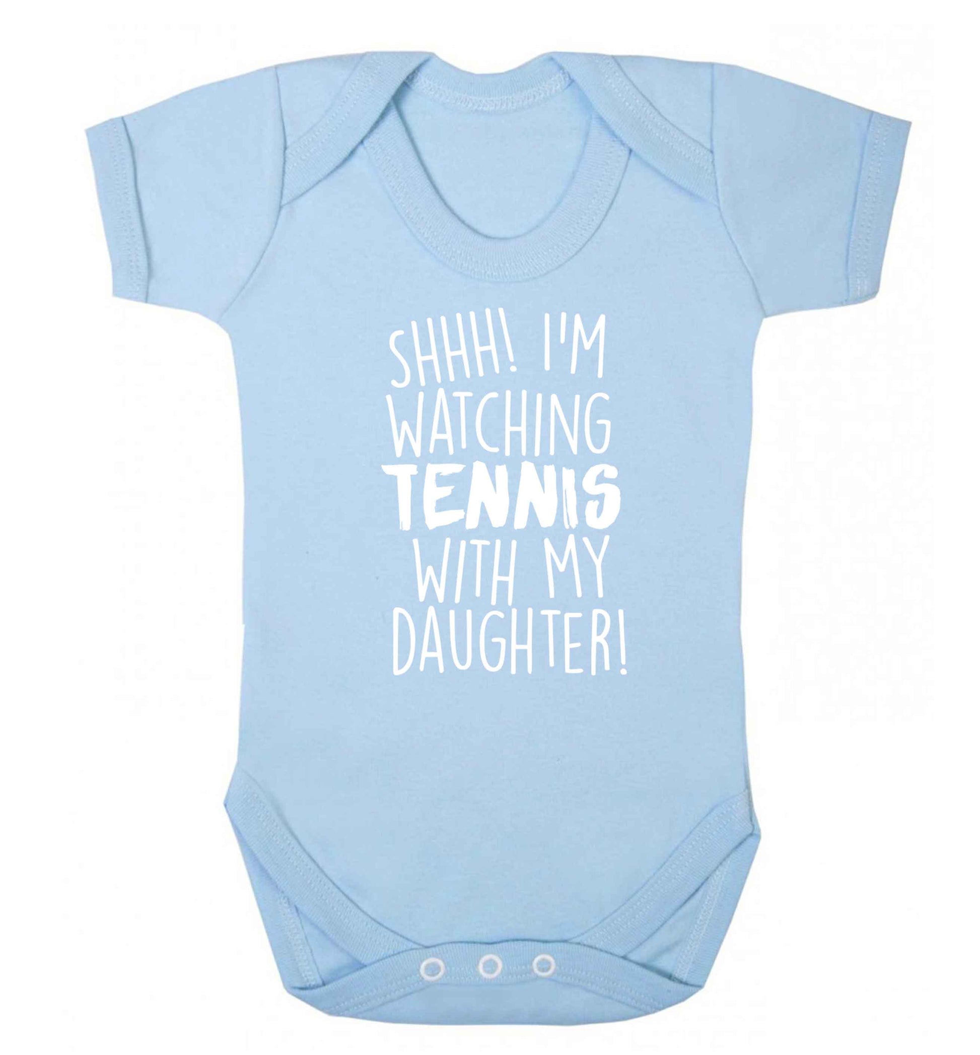 Shh! I'm watching tennis with my daughter! Baby Vest pale blue 18-24 months