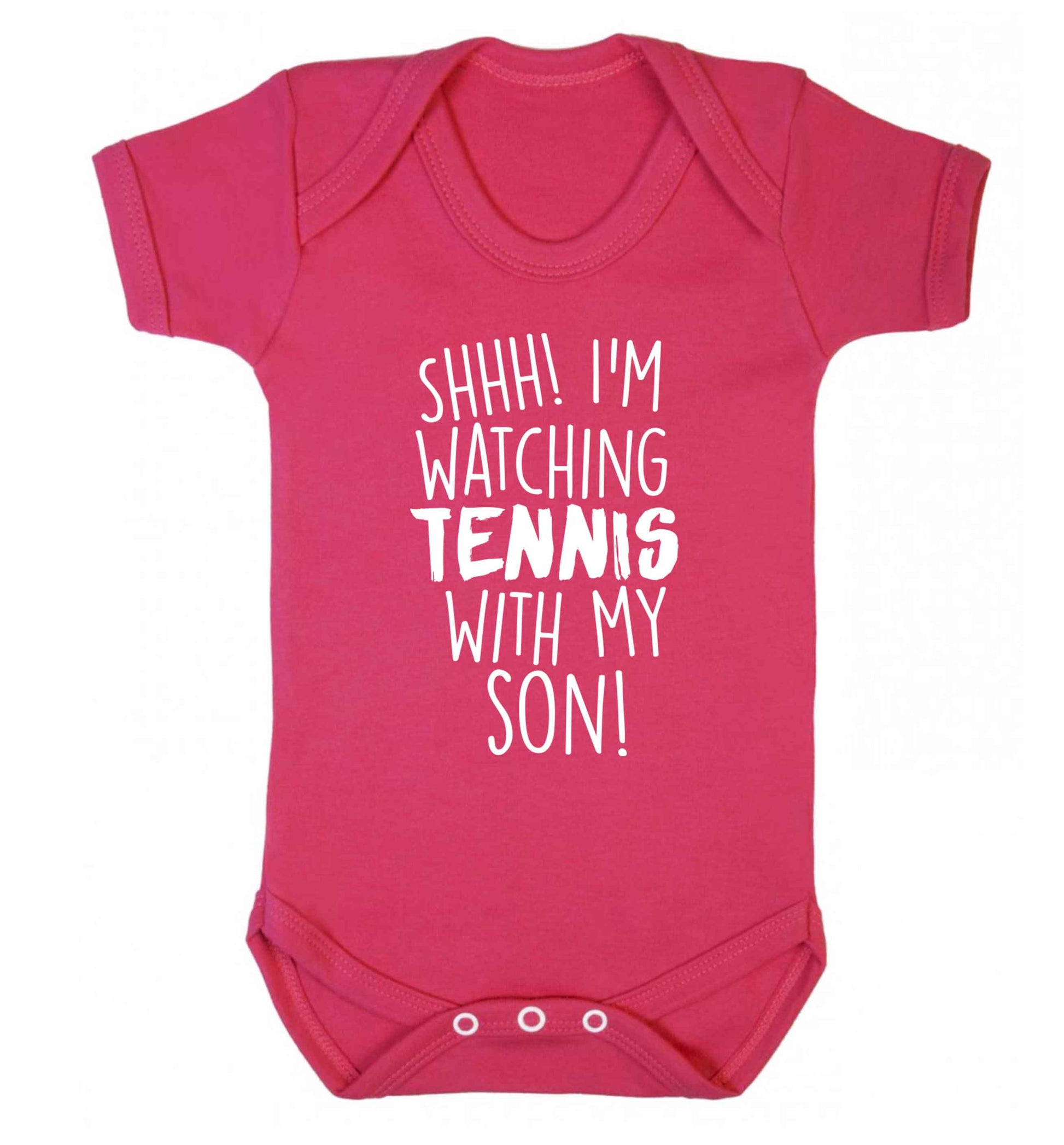 Shh! I'm watching tennis with my son! Baby Vest dark pink 18-24 months