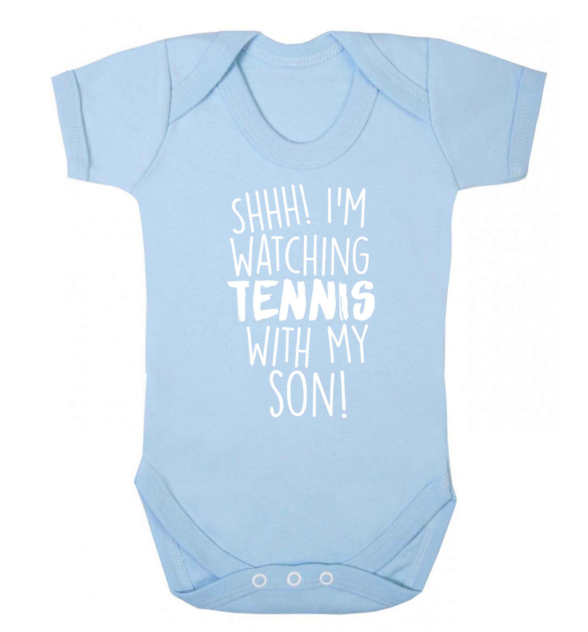 Shh! I'm watching tennis with my son! Baby Vest pale blue 18-24 months