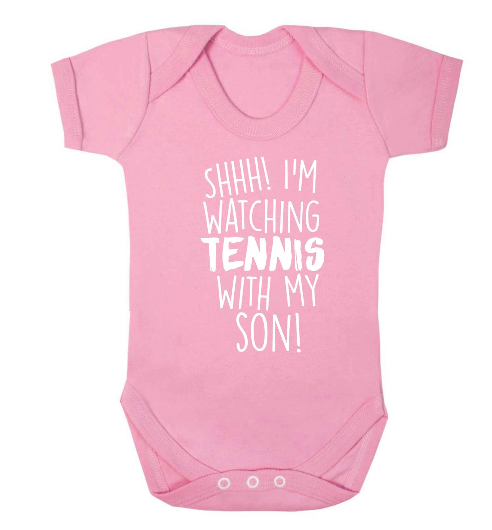 Shh! I'm watching tennis with my son! Baby Vest pale pink 18-24 months