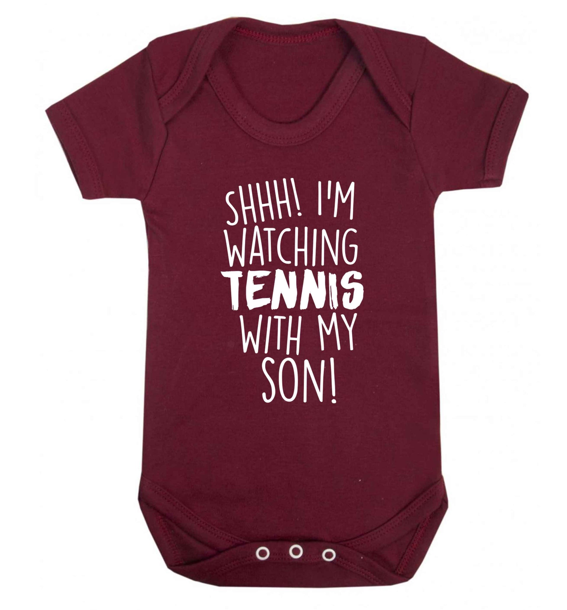 Shh! I'm watching tennis with my son! Baby Vest maroon 18-24 months