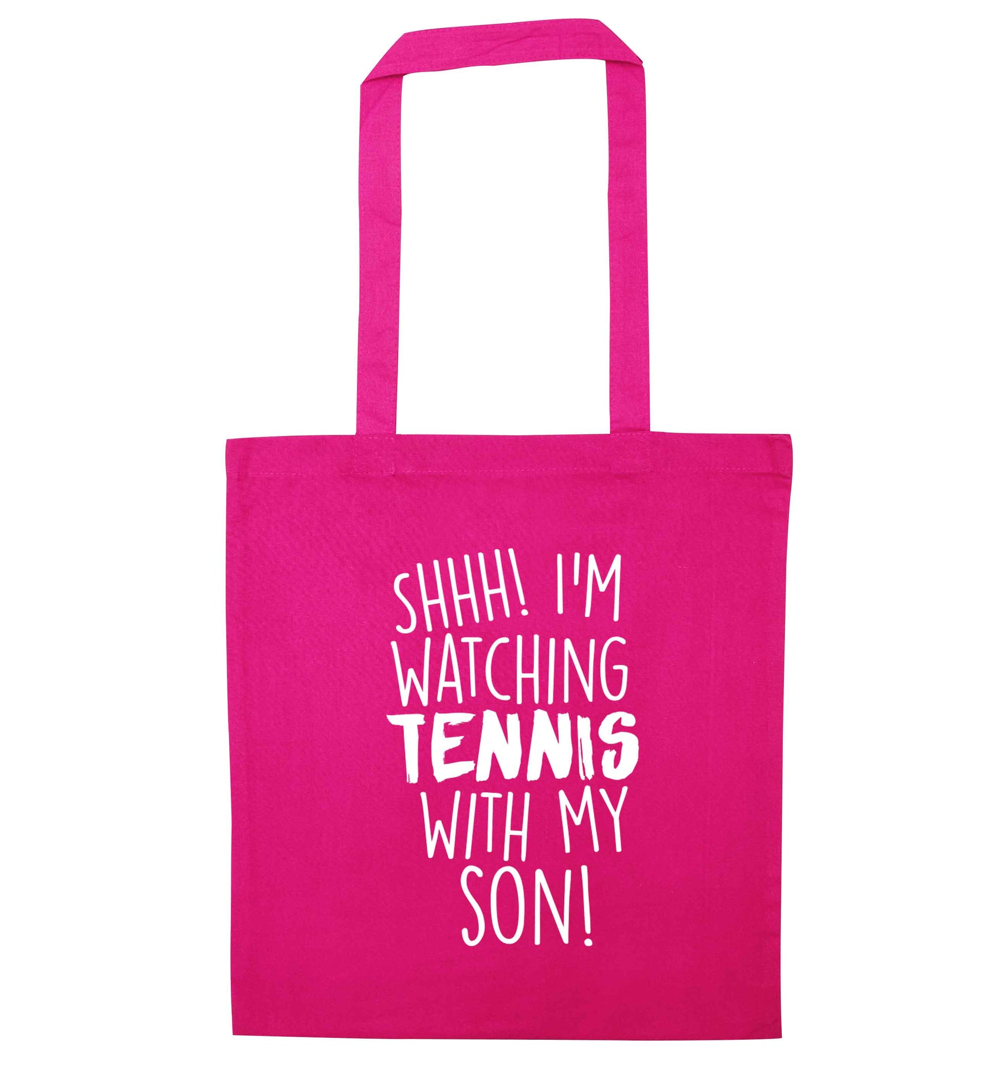 Shh! I'm watching tennis with my son! pink tote bag