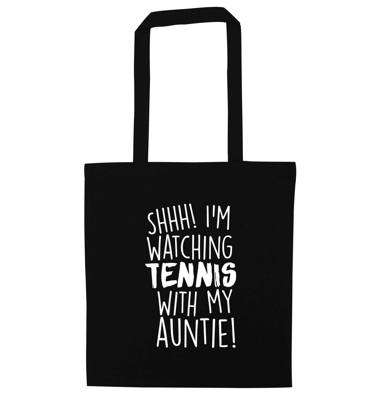 Shh! I'm watching tennis with my auntie! black tote bag