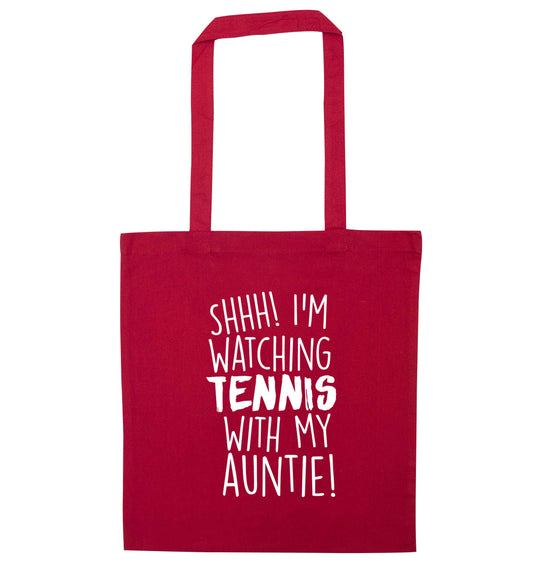 Shh! I'm watching tennis with my auntie! red tote bag