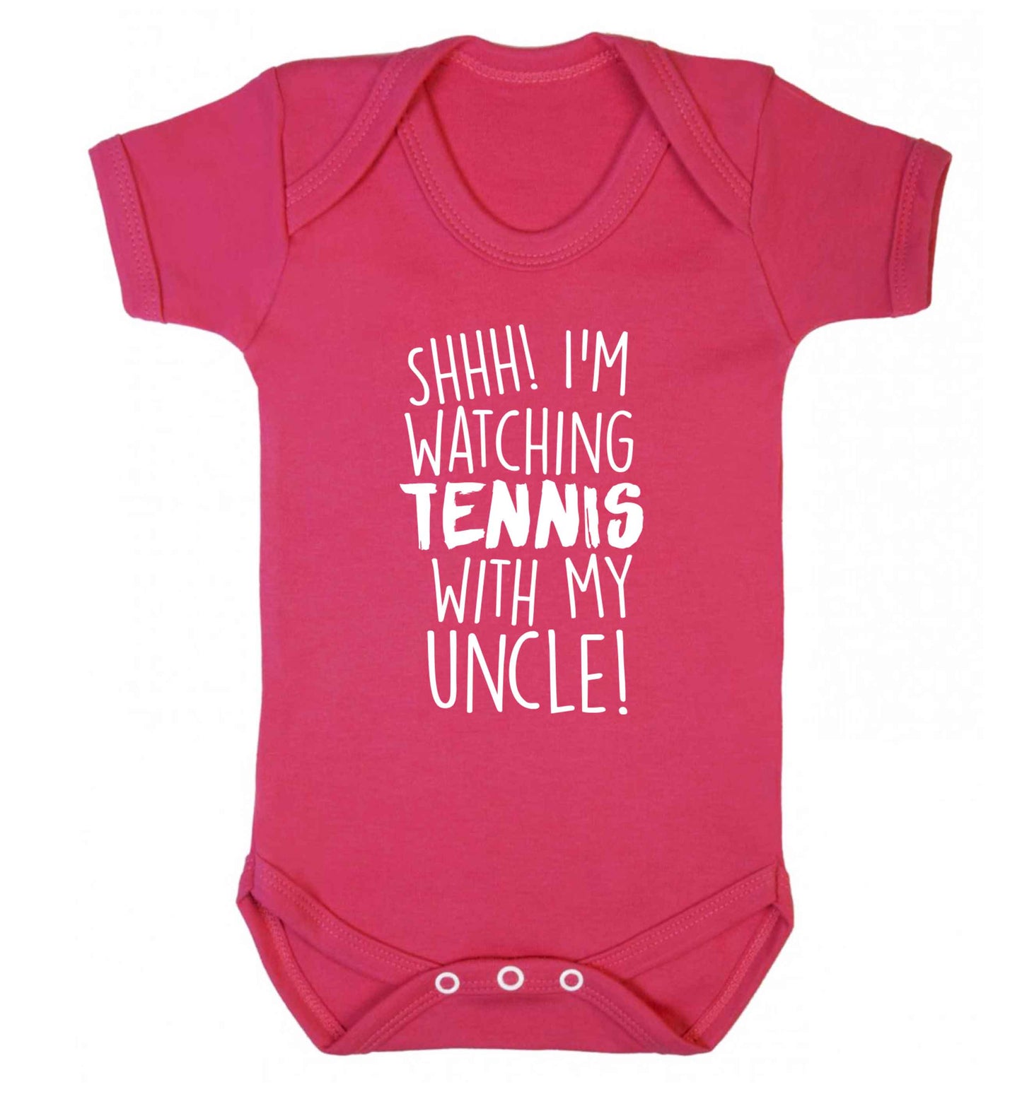 Shh! I'm watching tennis with my uncle! Baby Vest dark pink 18-24 months