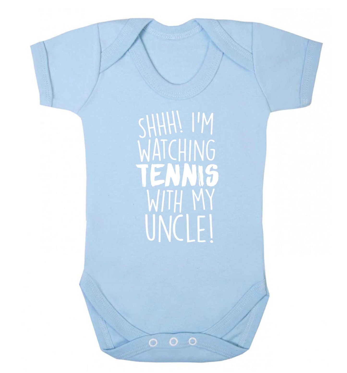Shh! I'm watching tennis with my uncle! Baby Vest pale blue 18-24 months
