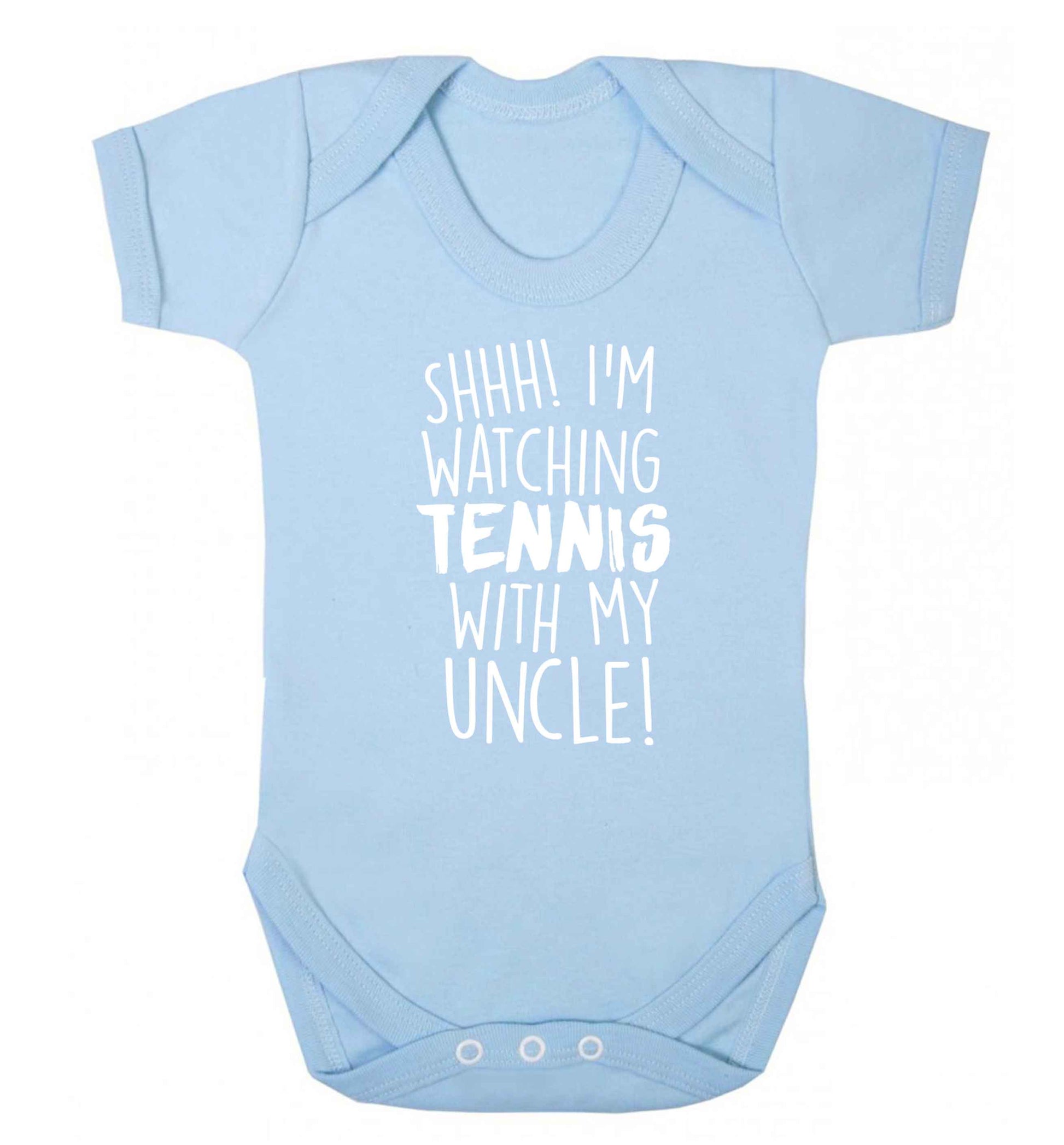 Shh! I'm watching tennis with my uncle! Baby Vest pale blue 18-24 months