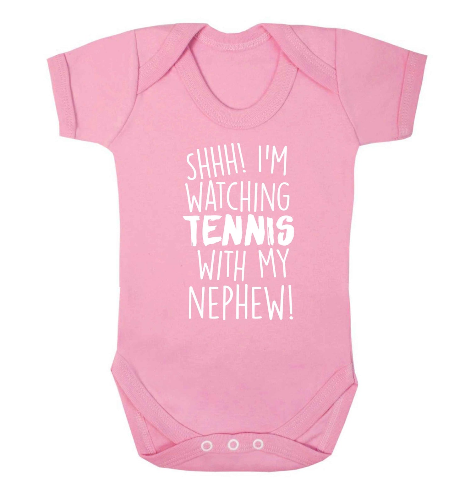 Shh! I'm watching tennis with my nephew! Baby Vest pale pink 18-24 months