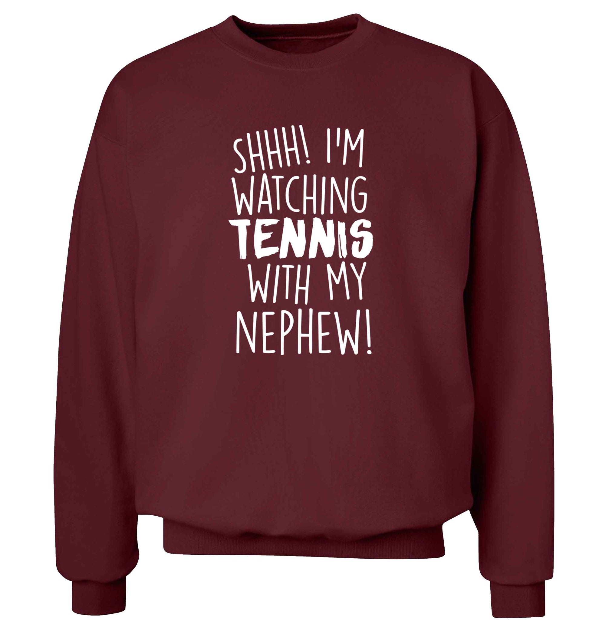 Shh! I'm watching tennis with my nephew! Adult's unisex maroon Sweater 2XL
