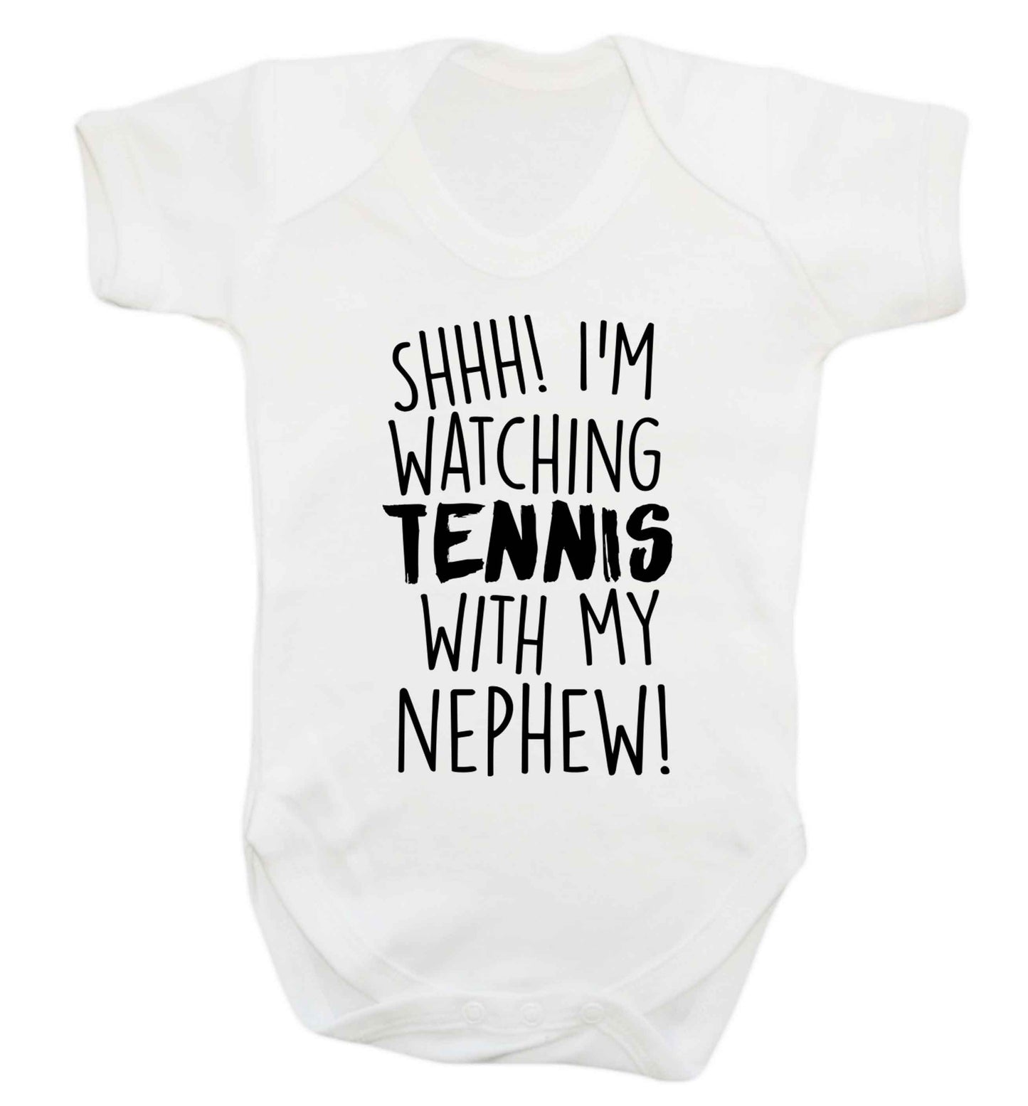 Shh! I'm watching tennis with my nephew! Baby Vest white 18-24 months