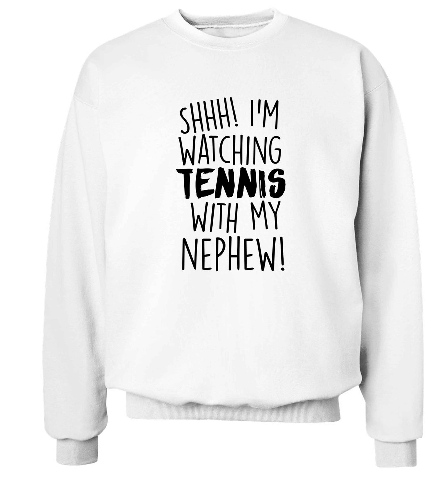 Shh! I'm watching tennis with my nephew! Adult's unisex white Sweater 2XL