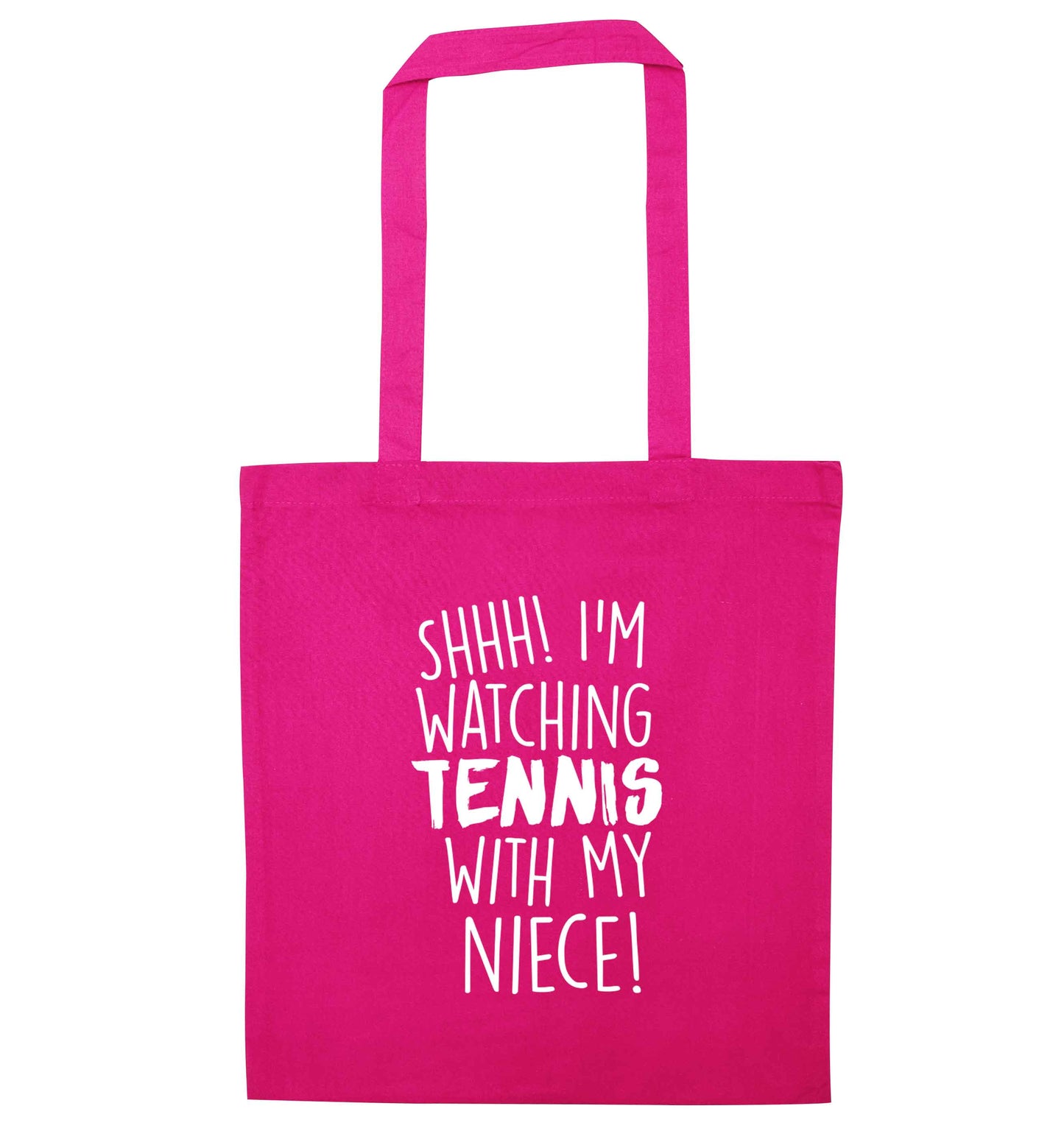 Shh! I'm watching tennis with my niece! pink tote bag