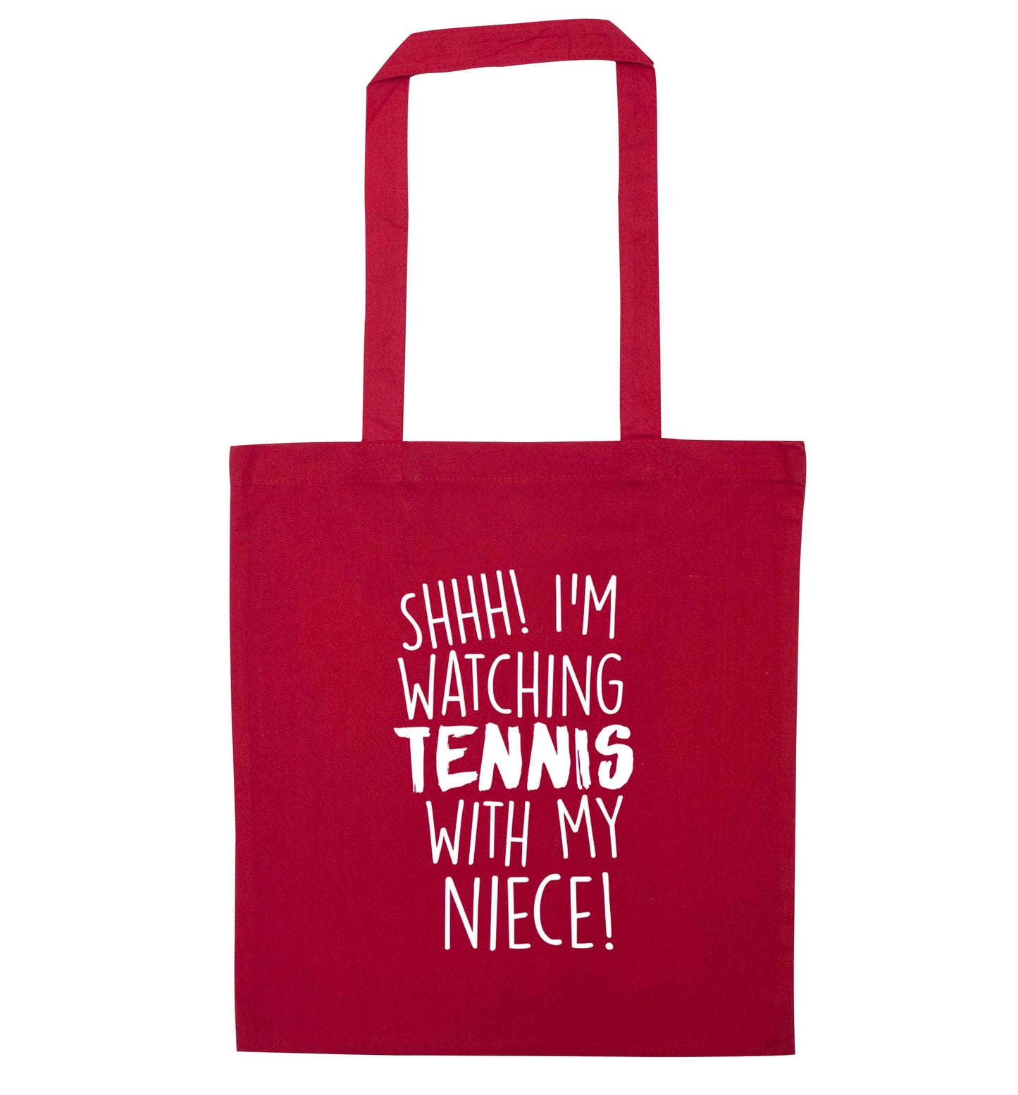 Shh! I'm watching tennis with my niece! red tote bag