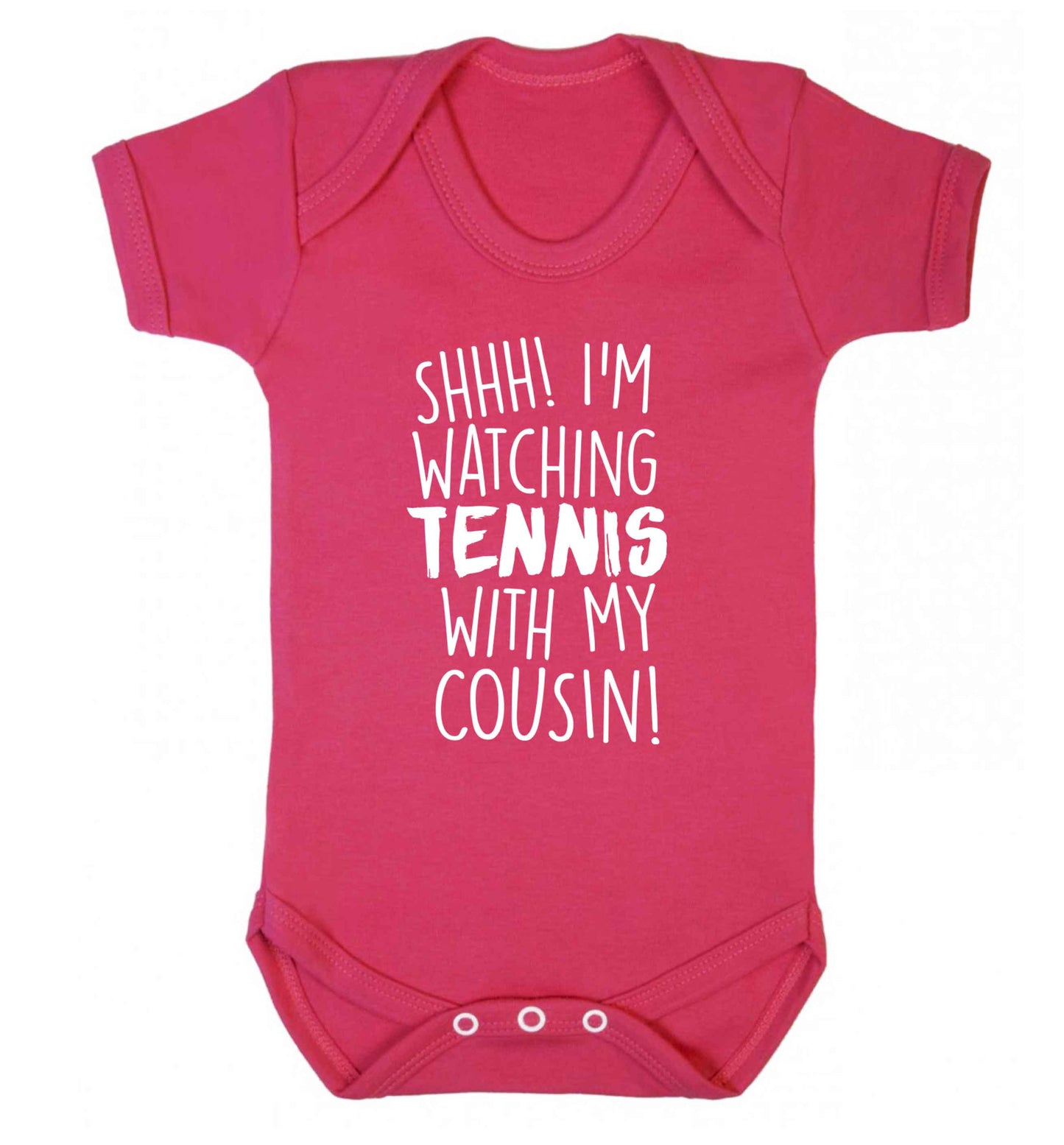 Shh! I'm watching tennis with my cousin! Baby Vest dark pink 18-24 months