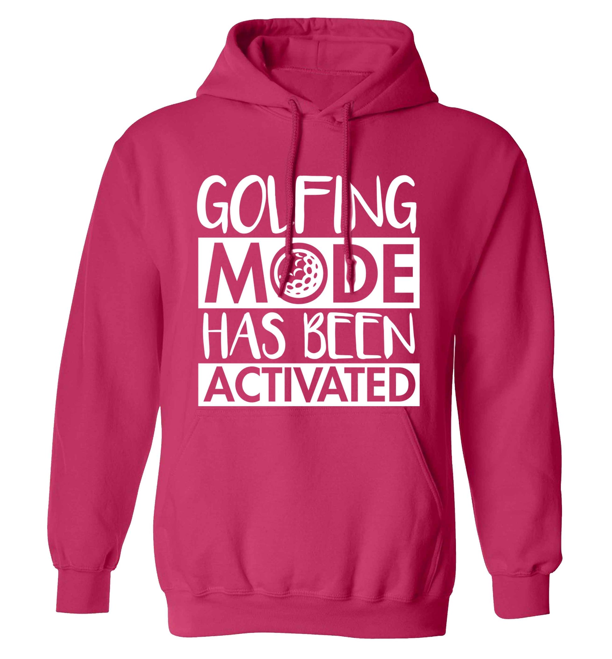 Golfing mode has been activated adults unisex pink hoodie 2XL