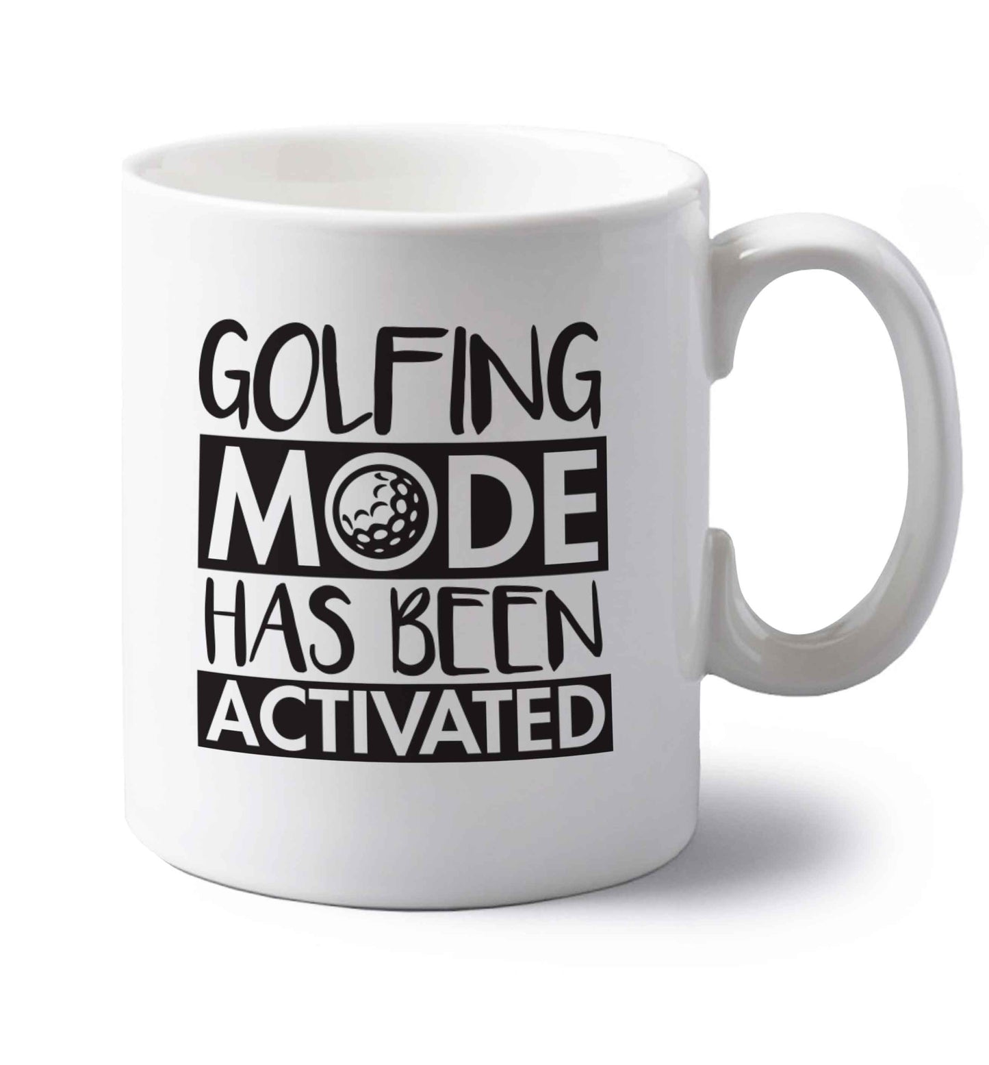 Golfing mode has been activated left handed white ceramic mug 
